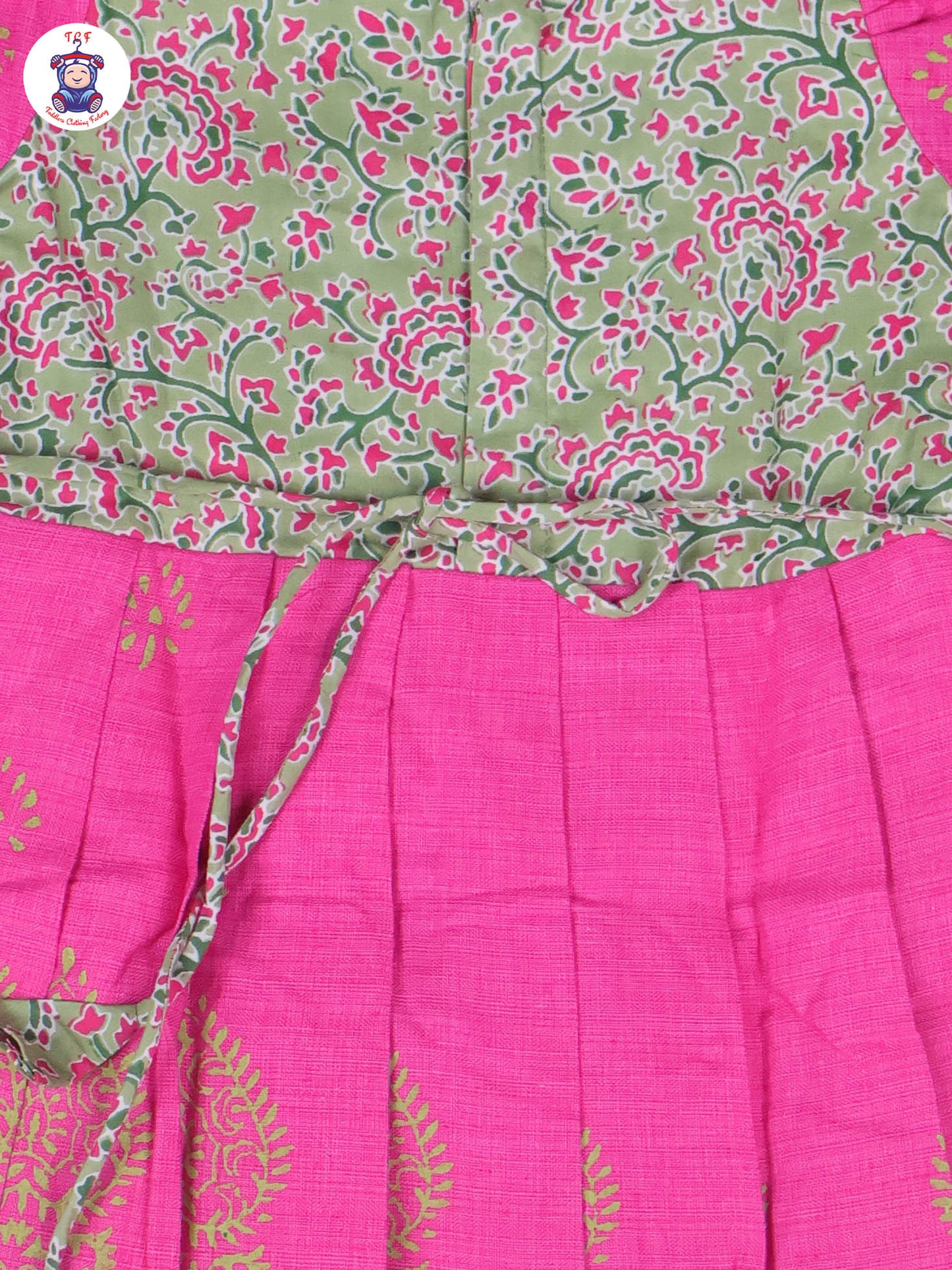 Lite Green & Pink Floral - Girls Readymade Long Frock