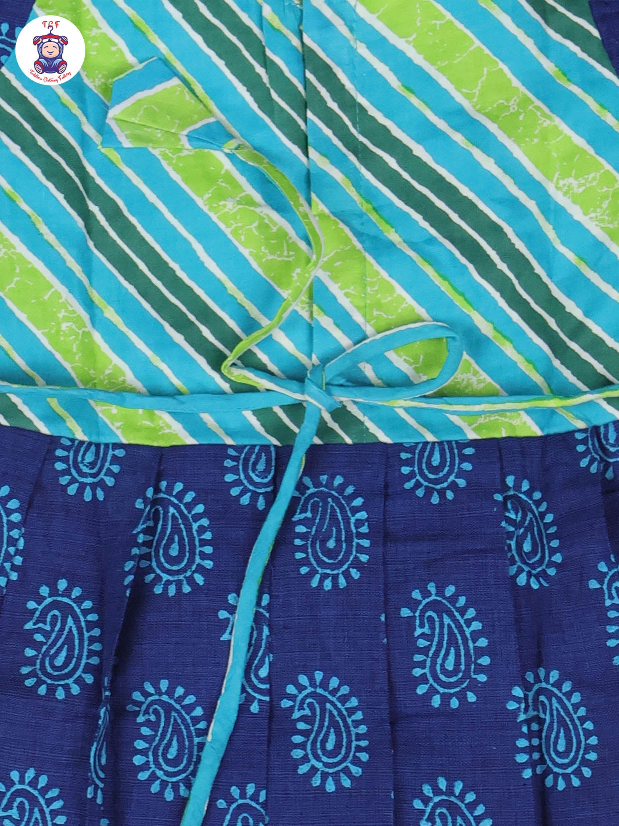 Green & Blue - Girls Readymade Long Frock