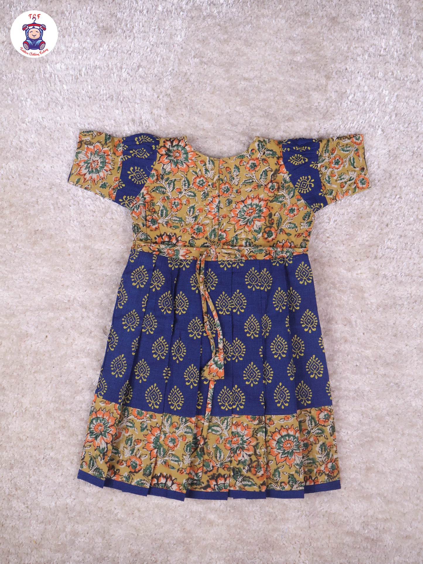Mustard & Navy Blue - Girls Readymade Long Frock
