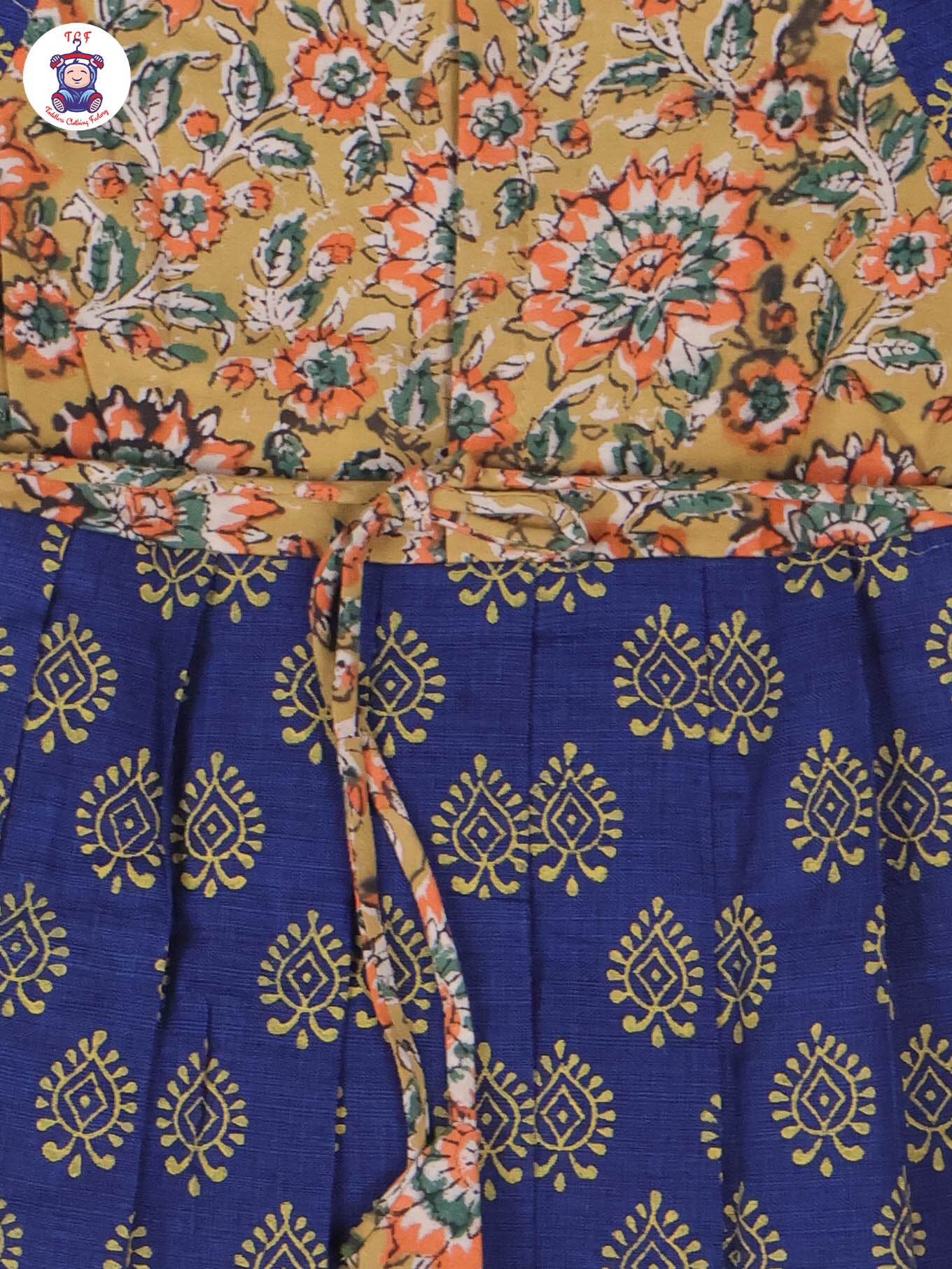 Mustard & Navy Blue - Girls Readymade Long Frock