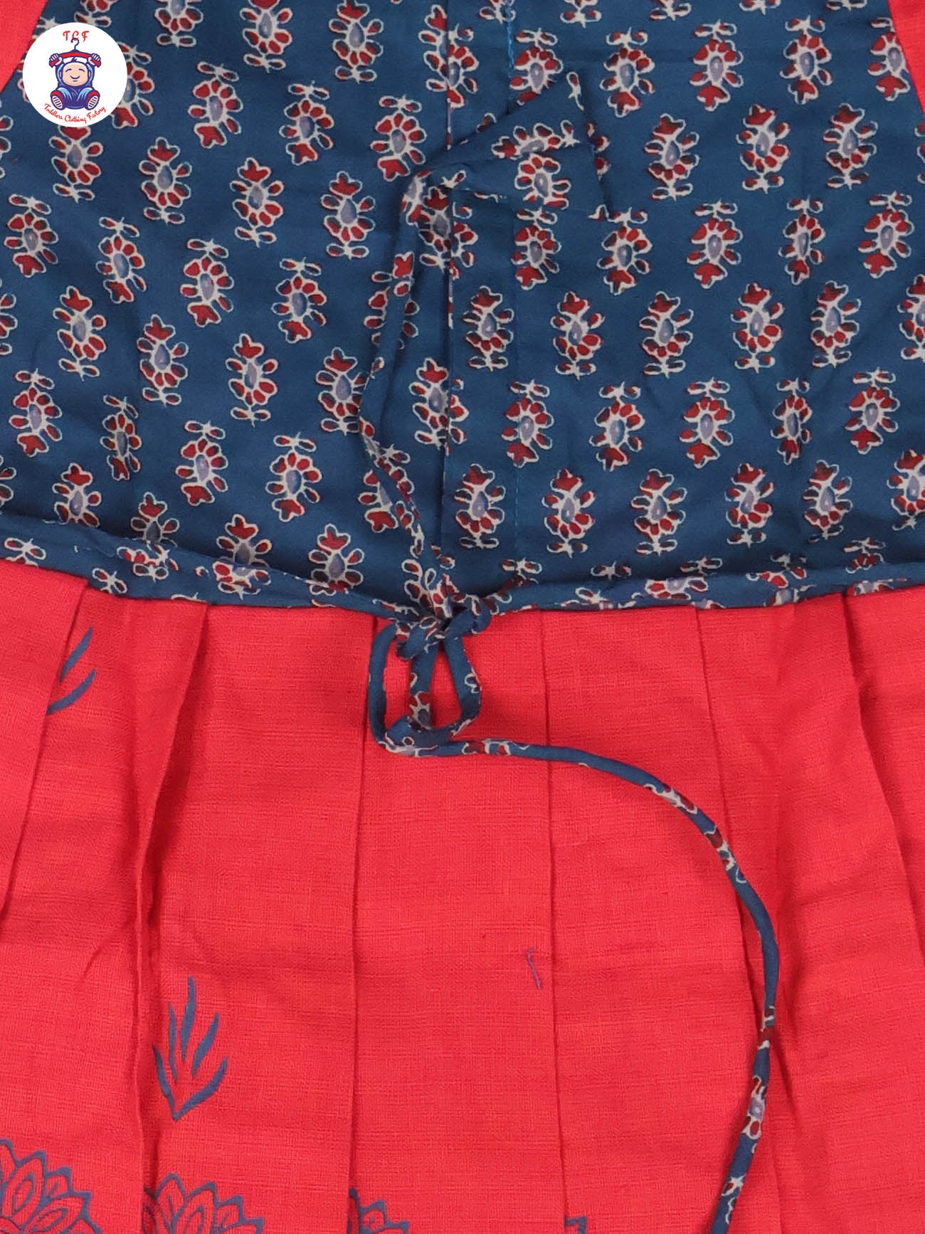 Teal Green & Red Floral - Girls Readymade Long Frock