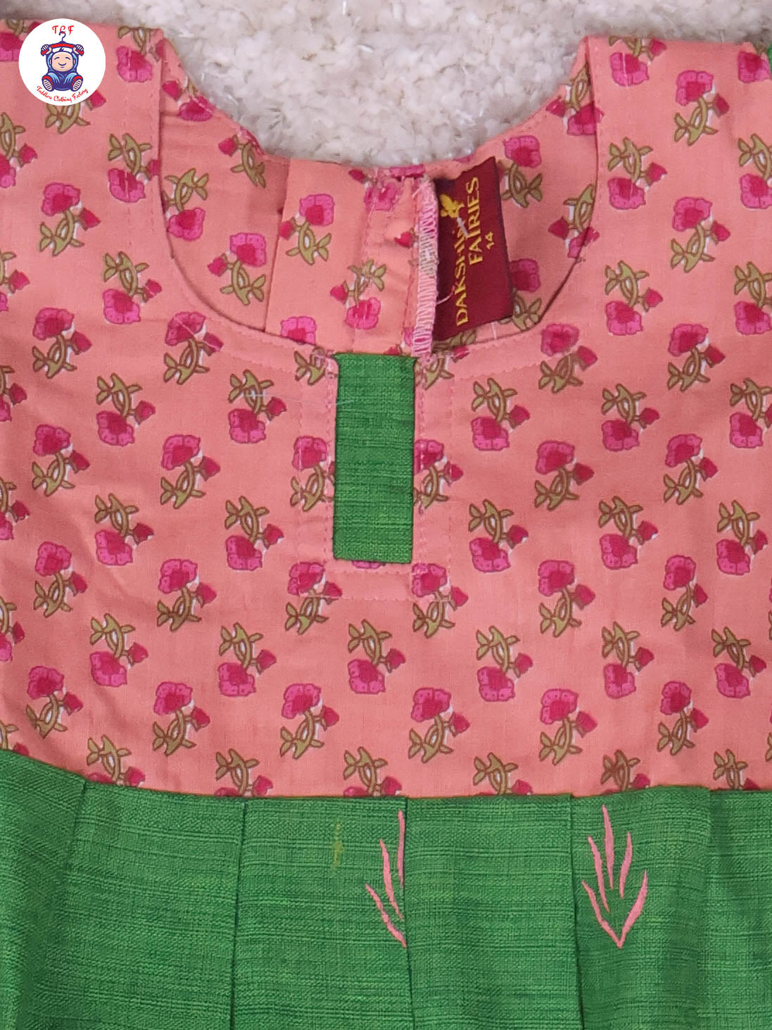 Onion Pink & Green Floral - Girls Readymade Long Frock