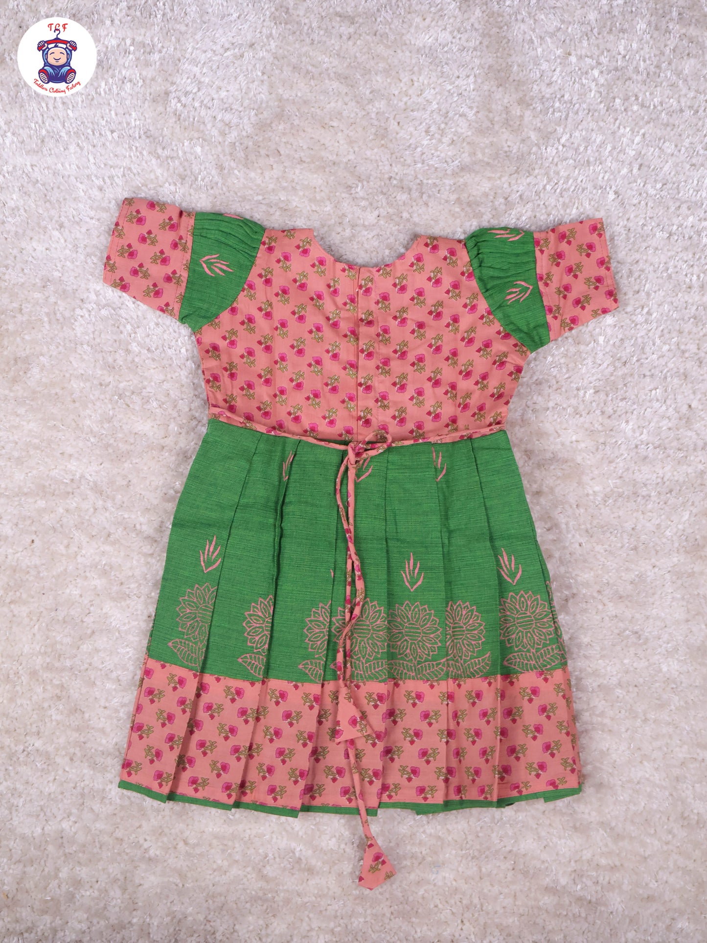 Onion Pink & Green Floral - Girls Readymade Long Frock