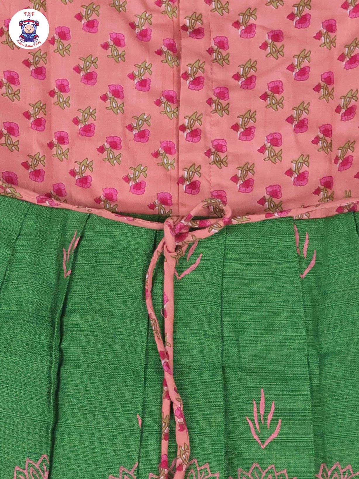 Onion Pink & Green Floral - Girls Readymade Long Frock