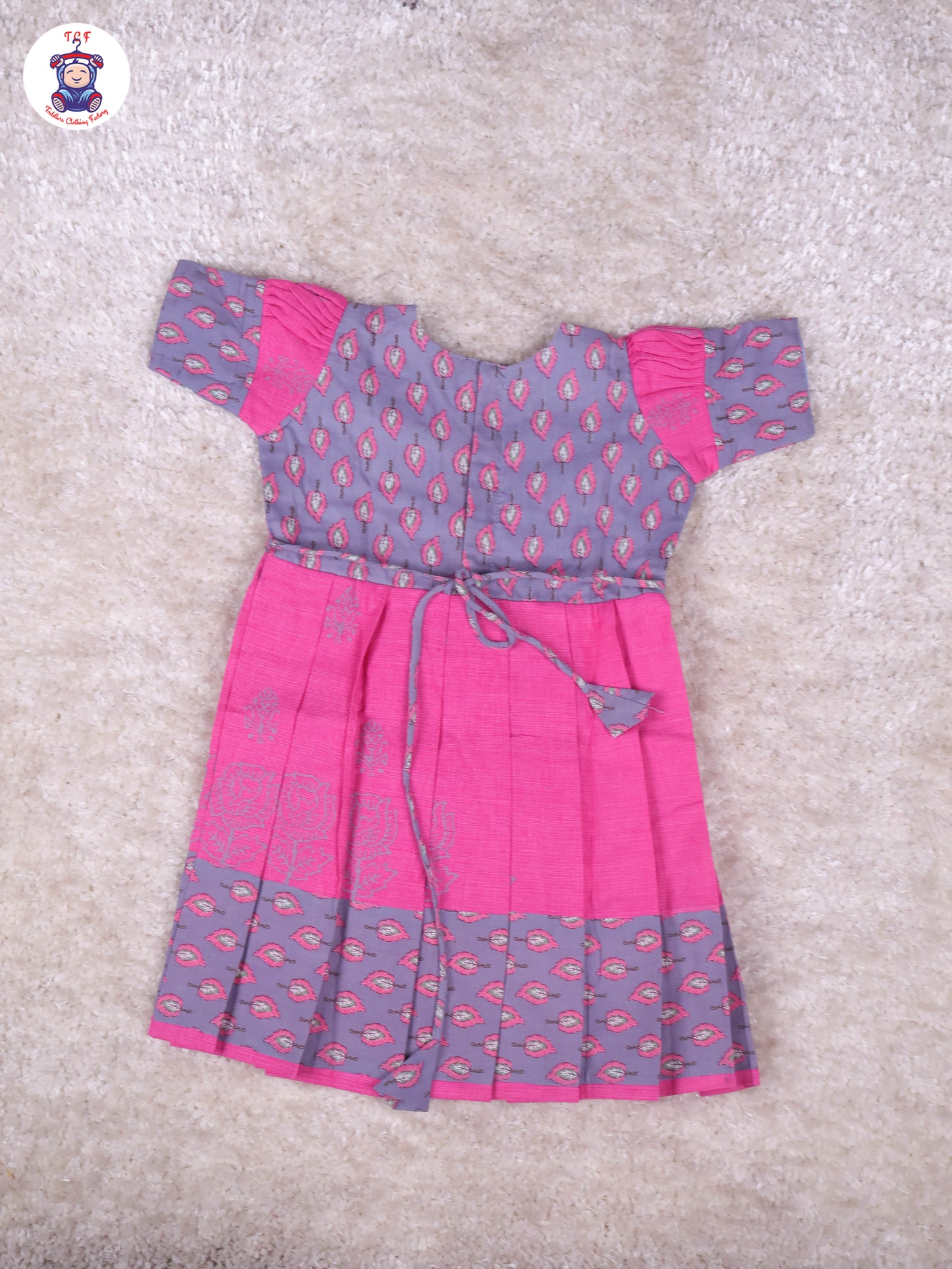 Grey & Pink - Girls Readymade Long Frock