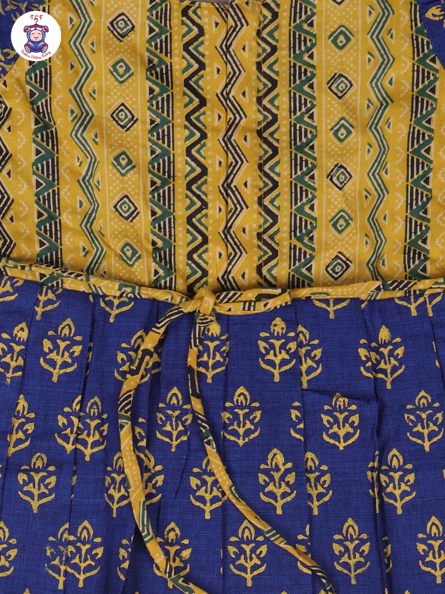 Mustard & Navy Blue - Girls Readymade Long Frock