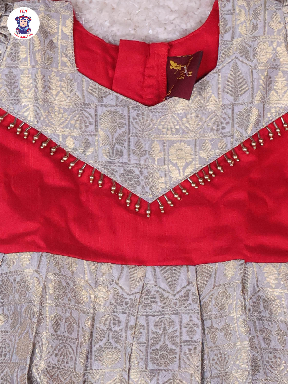 Red & Light Lavender - Girls Readymade Long Frock