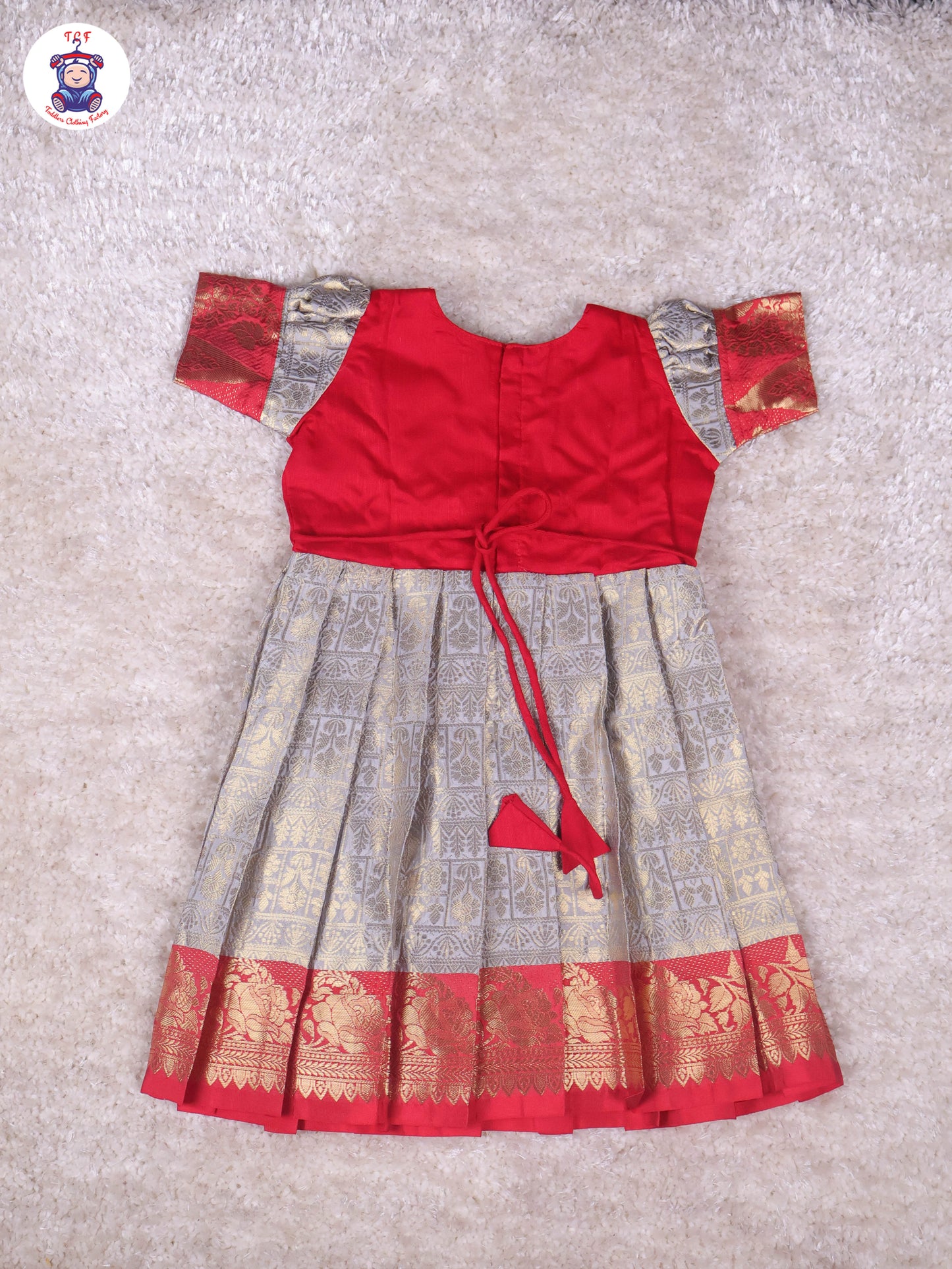Red & Light Lavender - Girls Readymade Long Frock