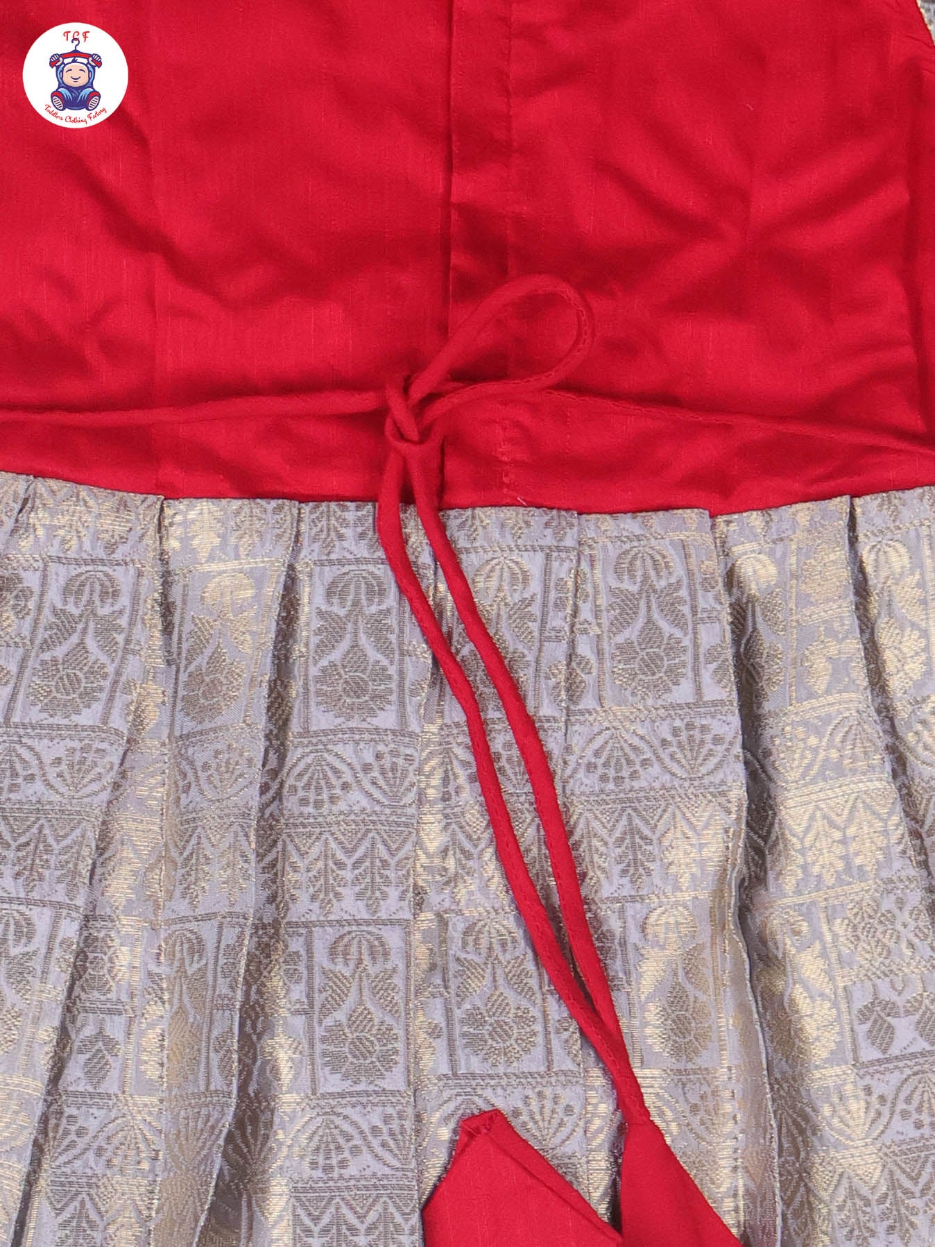 Red & Light Lavender - Girls Readymade Long Frock