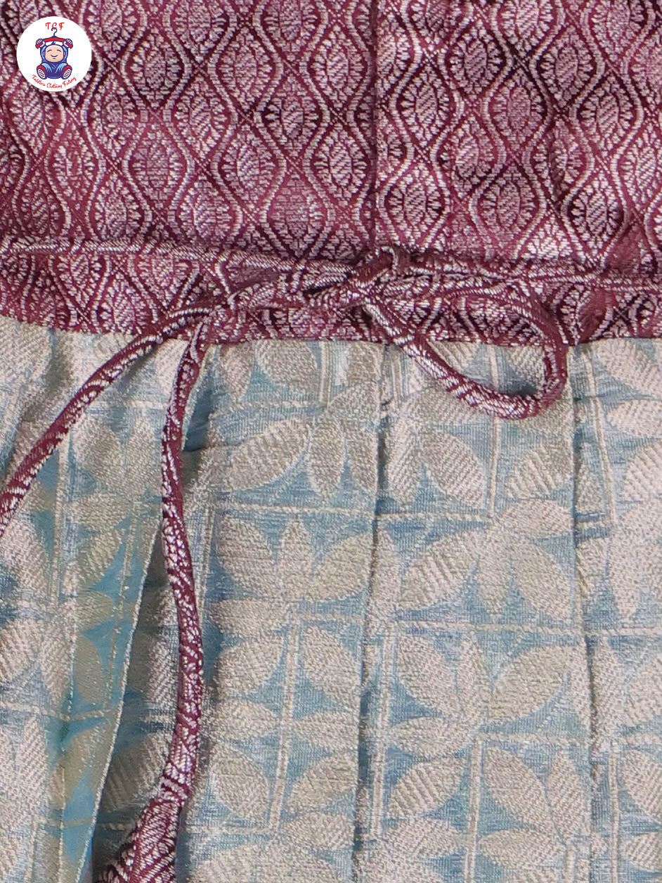 Maroon & Teal Blue - Girls Readymade Long Frock