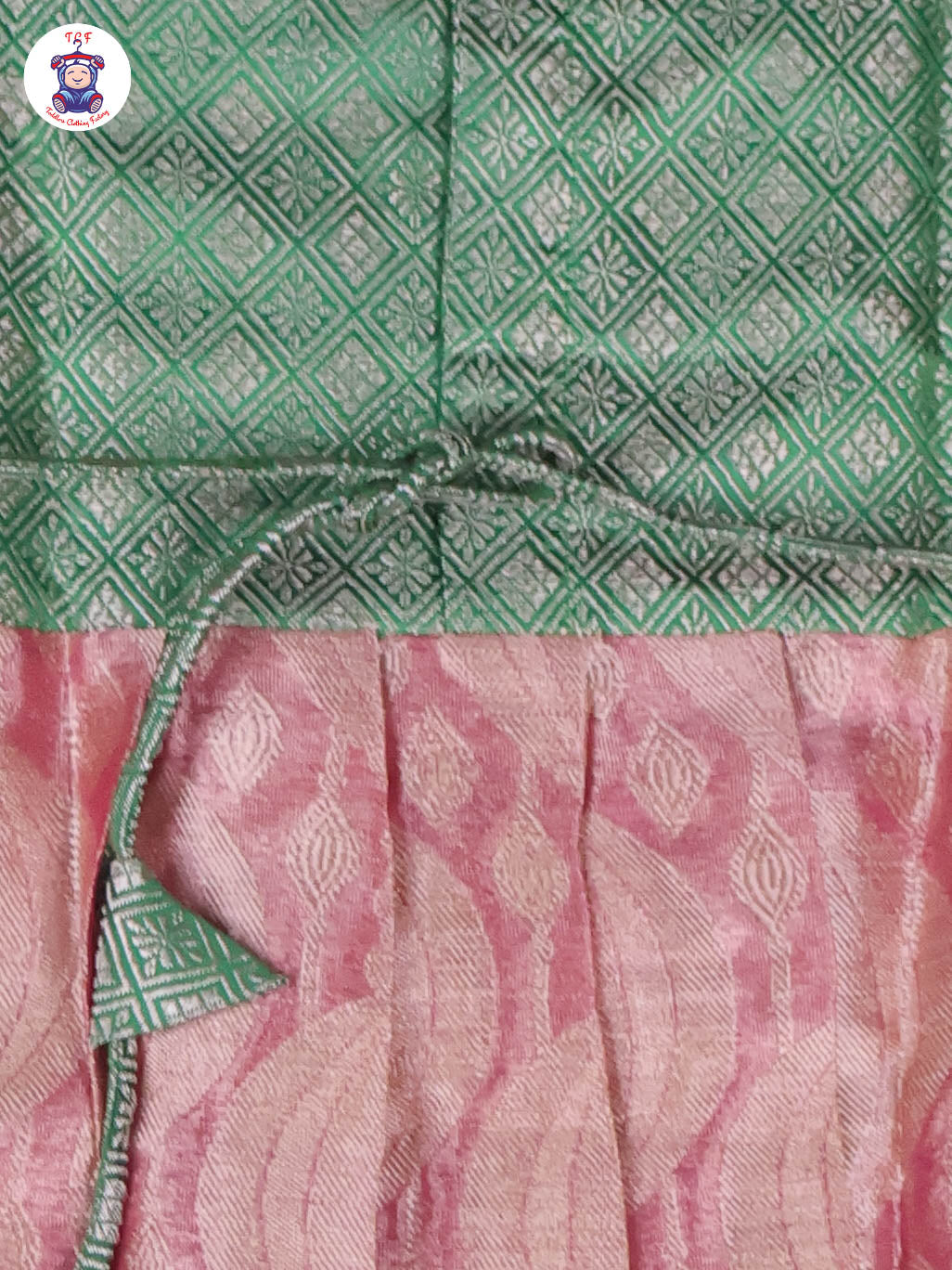 Green & Onion Pink - Girls Readymade Long Frock