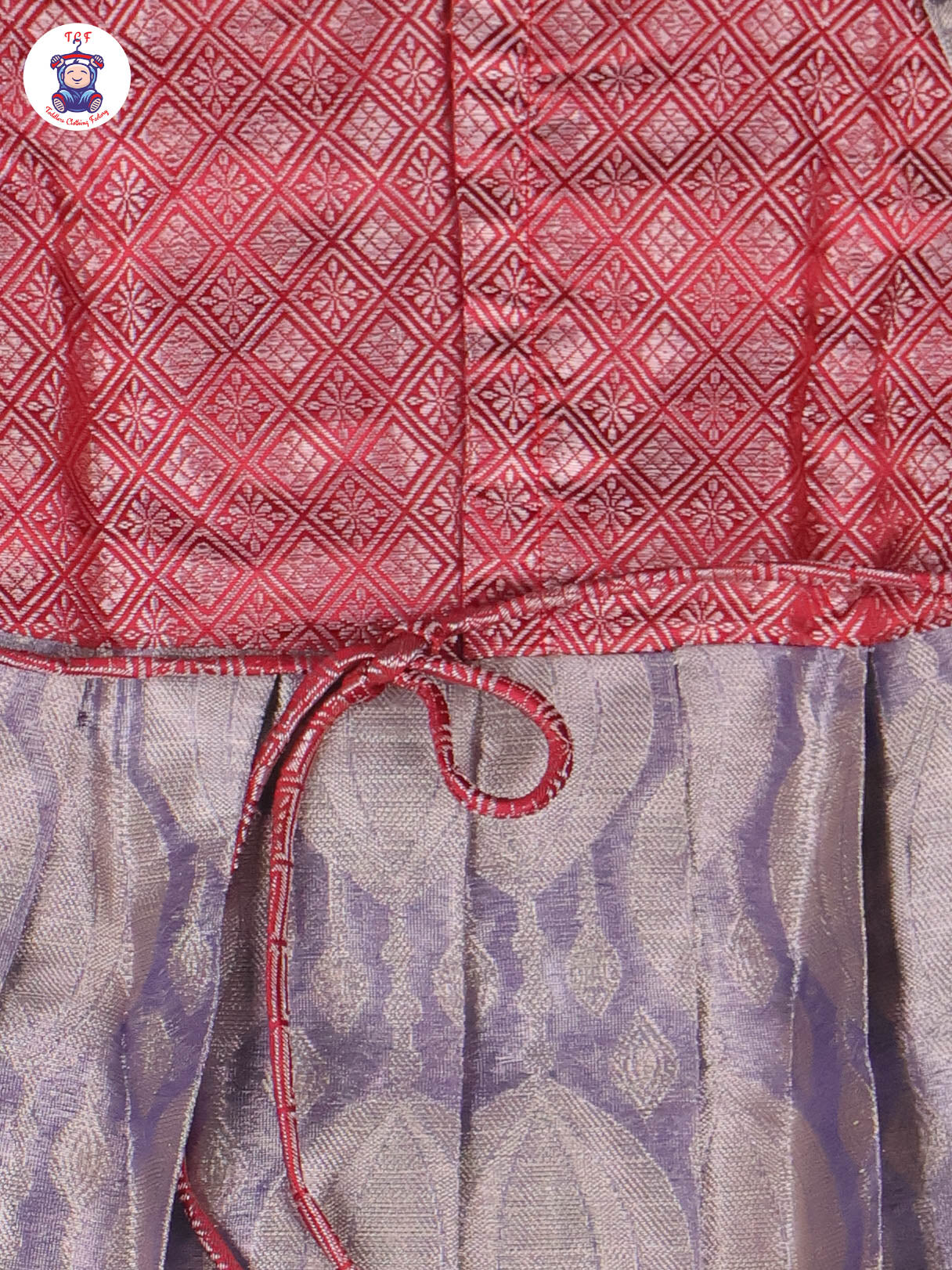 Red & Light Lavender - Girls Readymade Long Frock