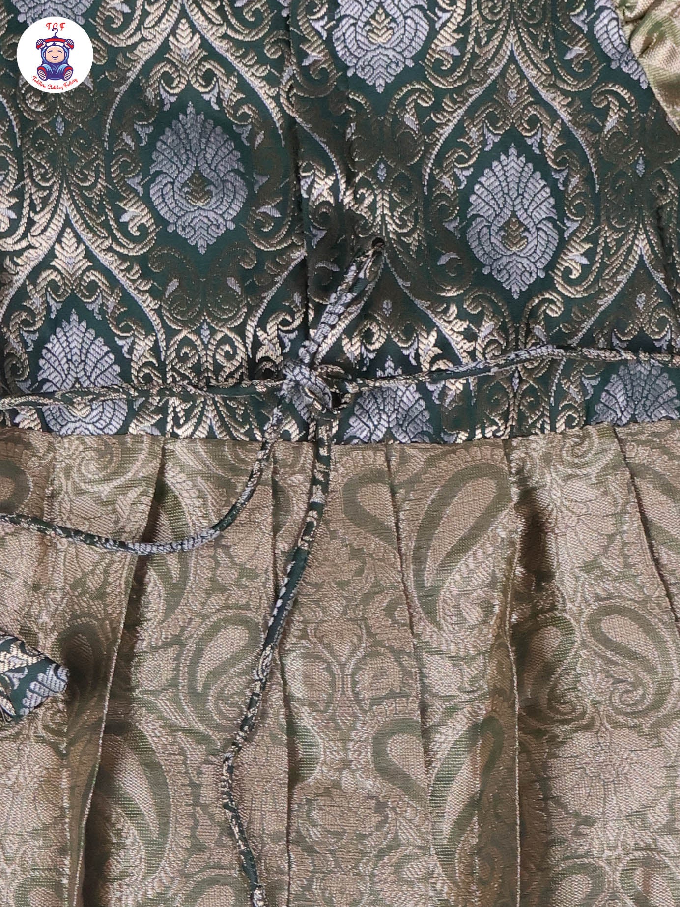 Green & Gold - Girls Readymade Long Frock