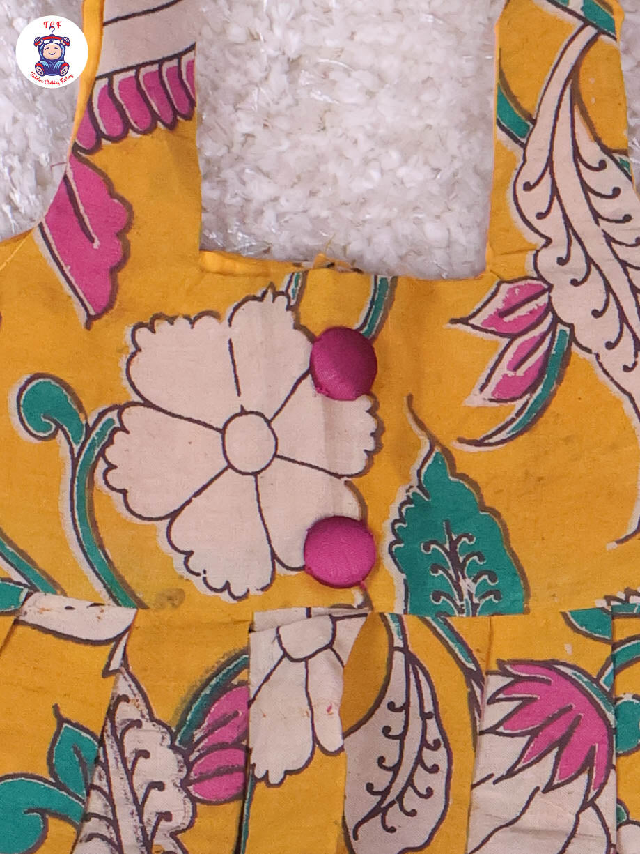 Yellow & Majentha - Floral Printed Kalamkari Co-ords Sets