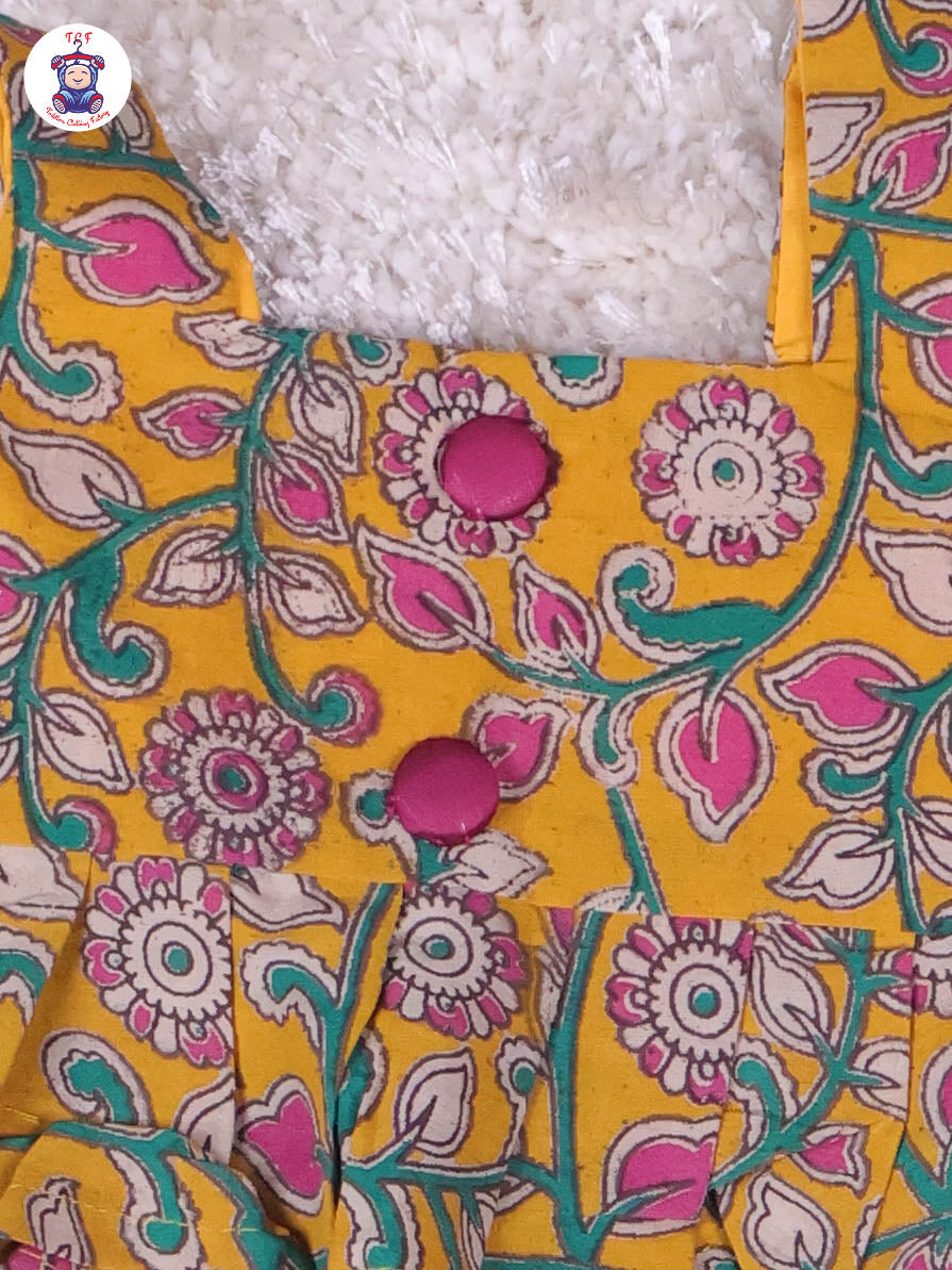 Yellow & Majentha - Floral Printed Kalamkari Co-ords Sets