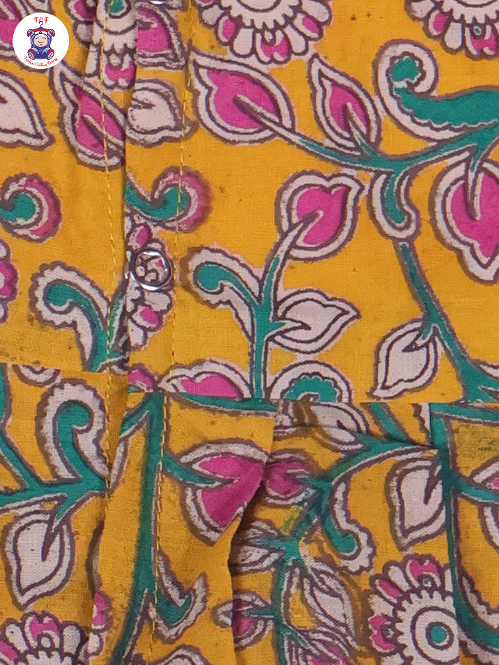 Yellow & Majentha - Floral Printed Kalamkari Co-ords Sets