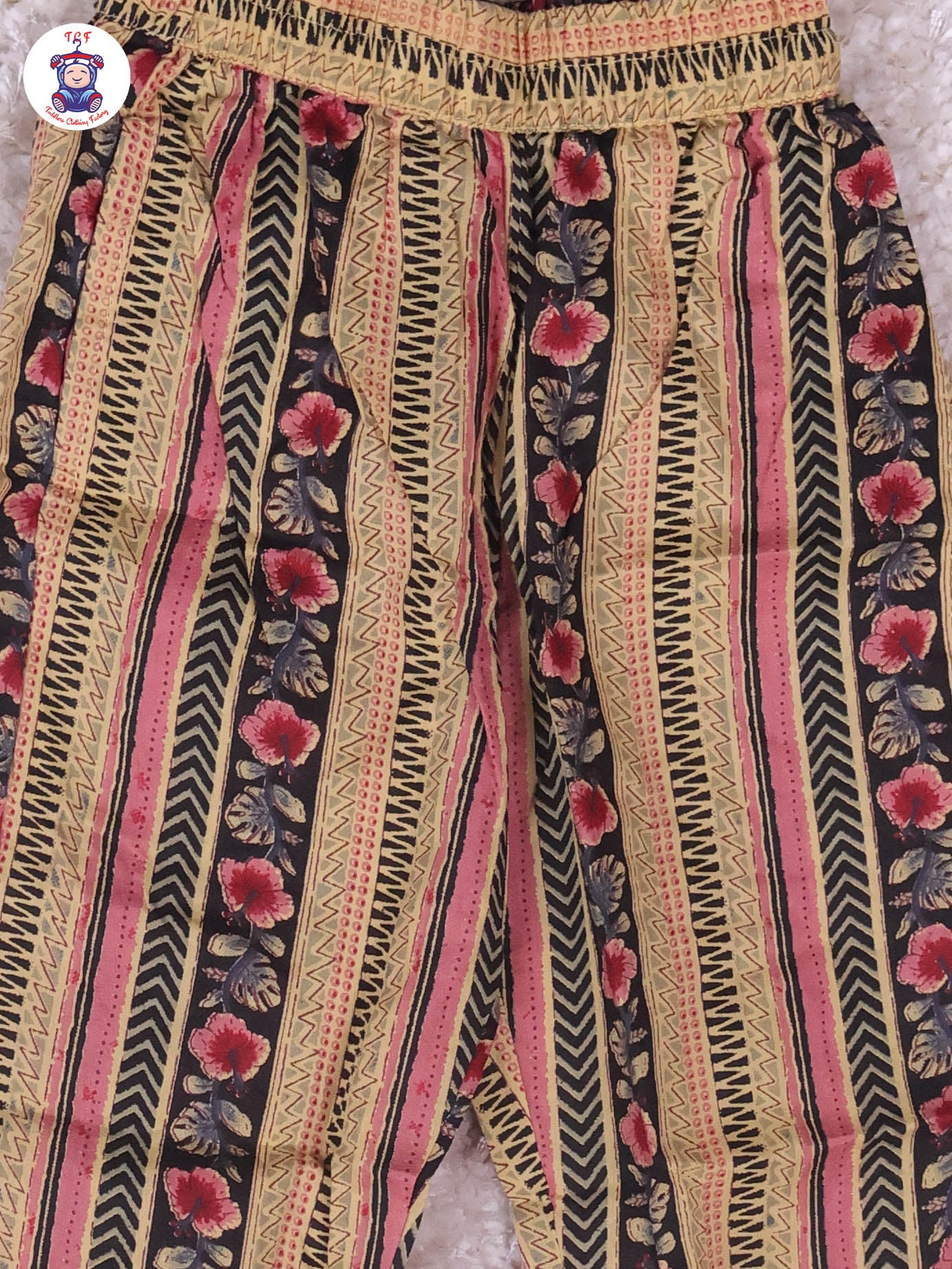 Black - Floral Printed Anarkali Kurti With Pants