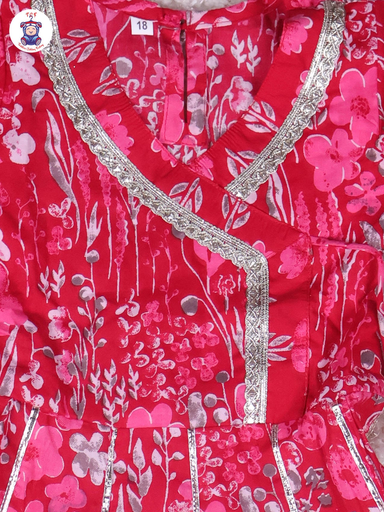 Pink - Floral Printed Anarkali Kurti With Pants