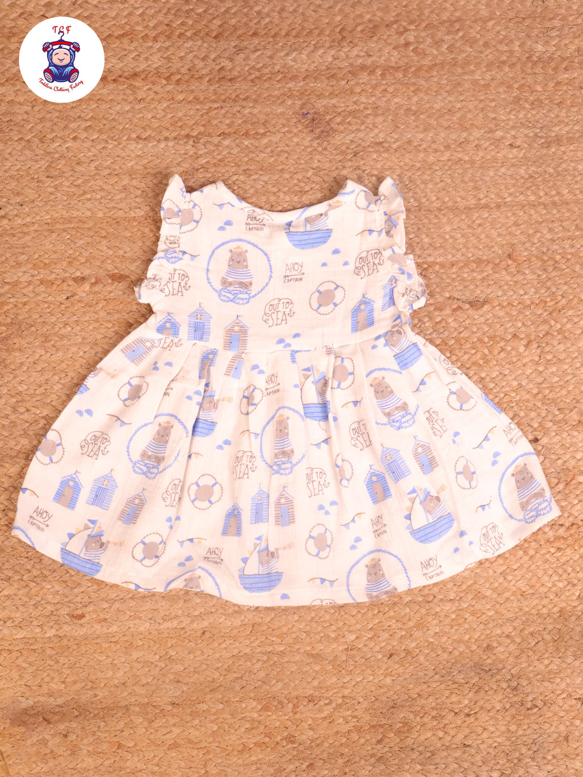 Blue Bear - Girls Readymade Muslin Frocks