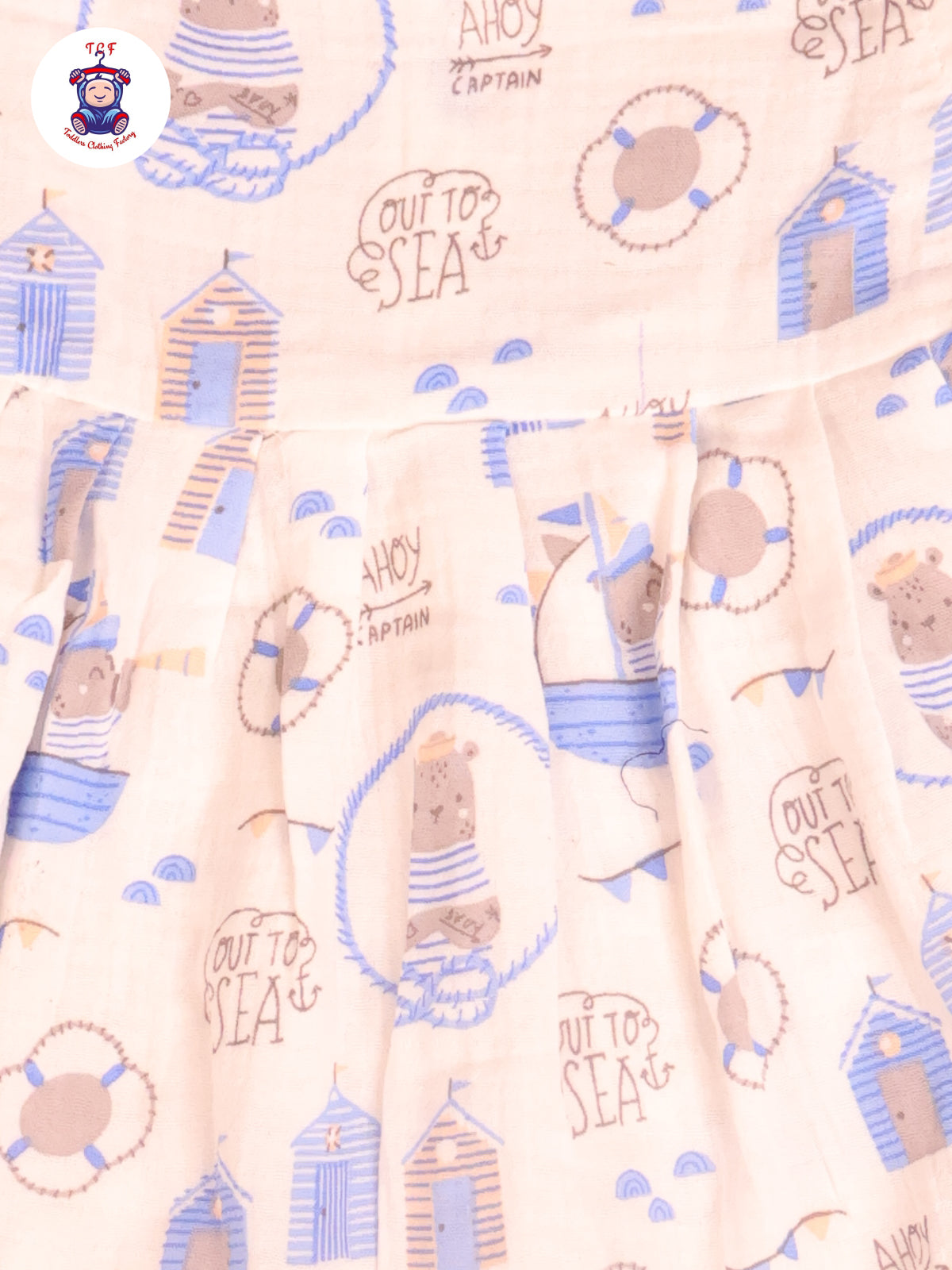 Blue Bear - Girls Readymade Muslin Frocks