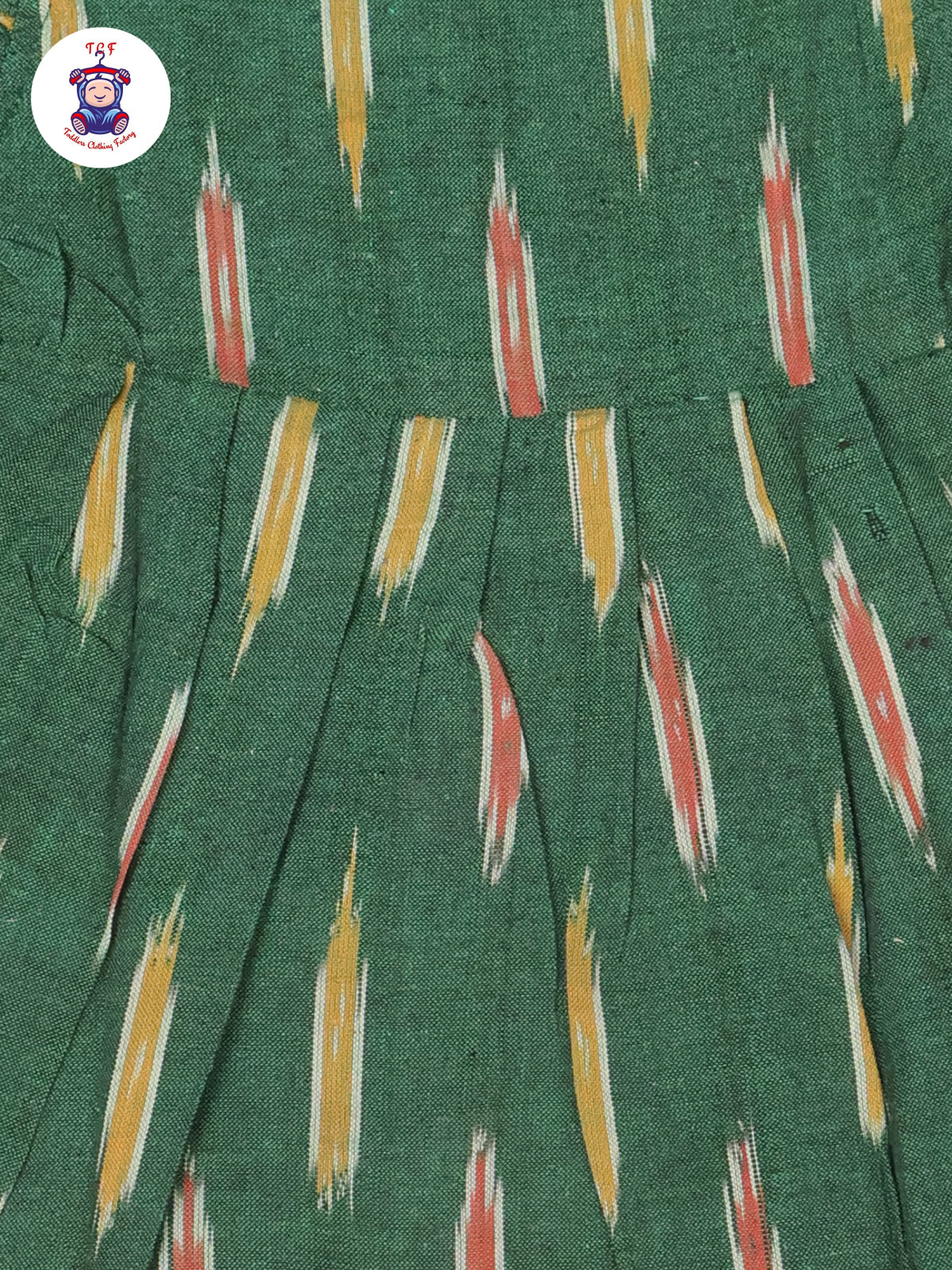 Dark Green - Girls Readymade Ikat Frocks