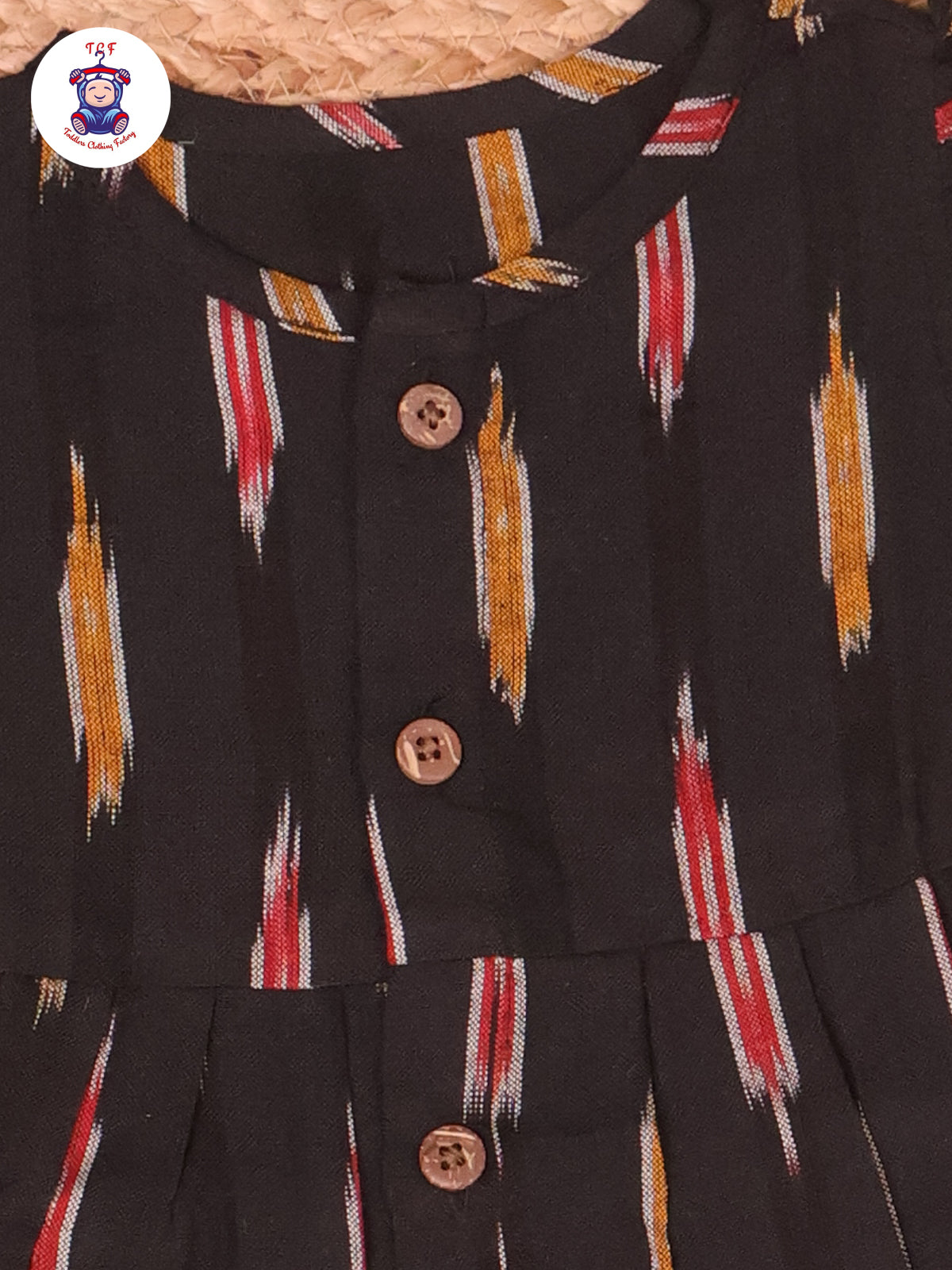 Black - Girls Readymade Ikat Frocks