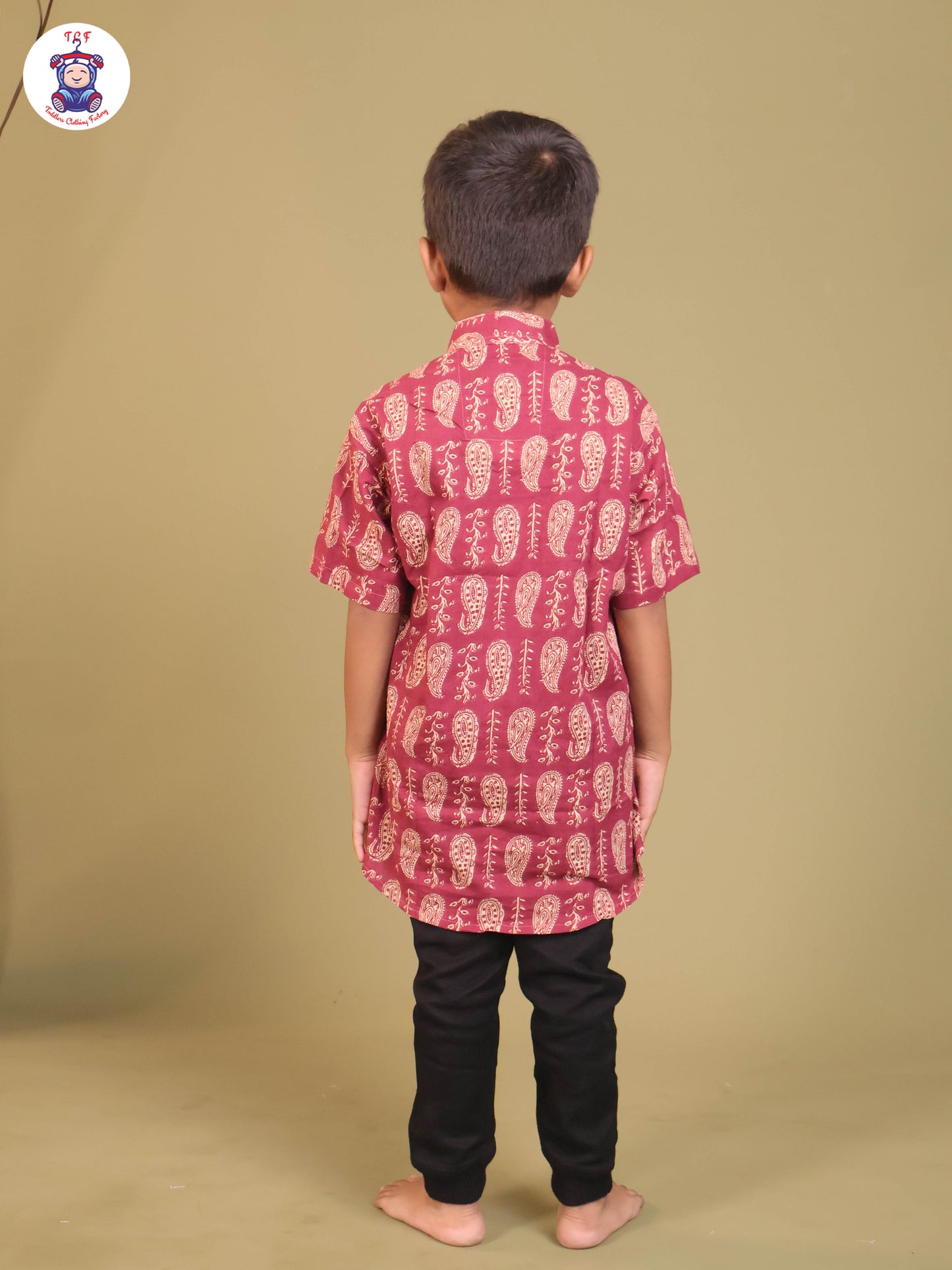 Pink - Boys Printed Short Kurta