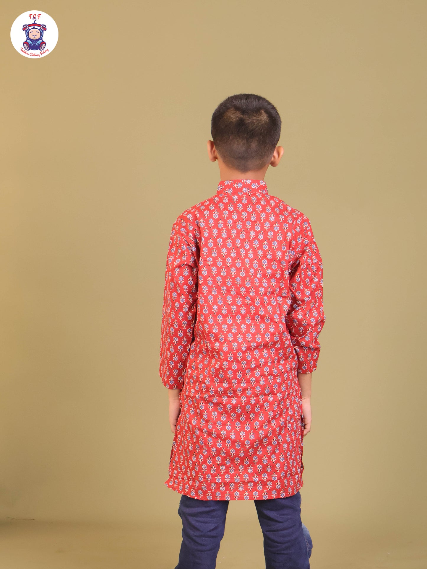Maroon & Blue - Boys Printed Long Kurta