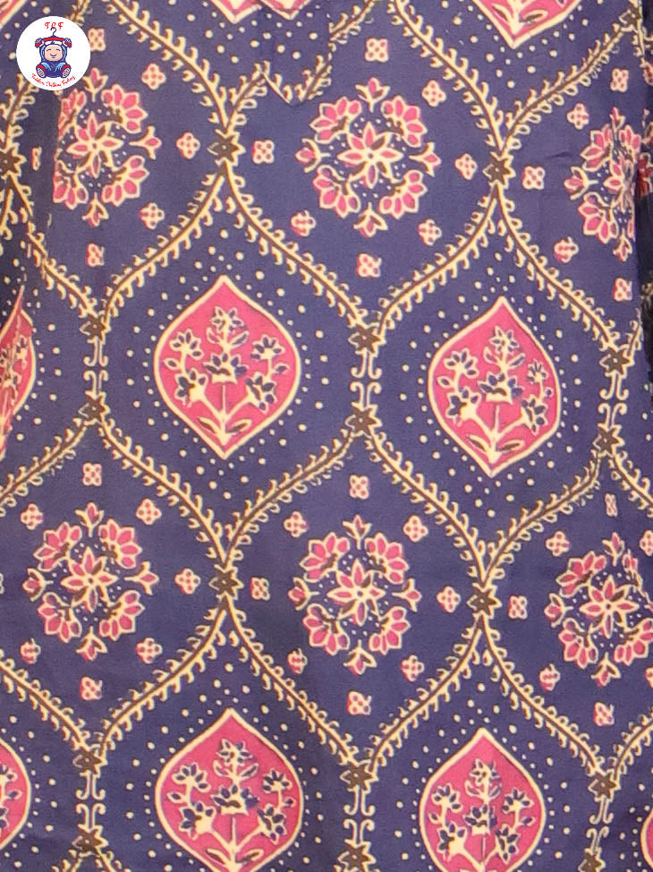 Navy Blue & Pink - Boys Printed Long Kurta