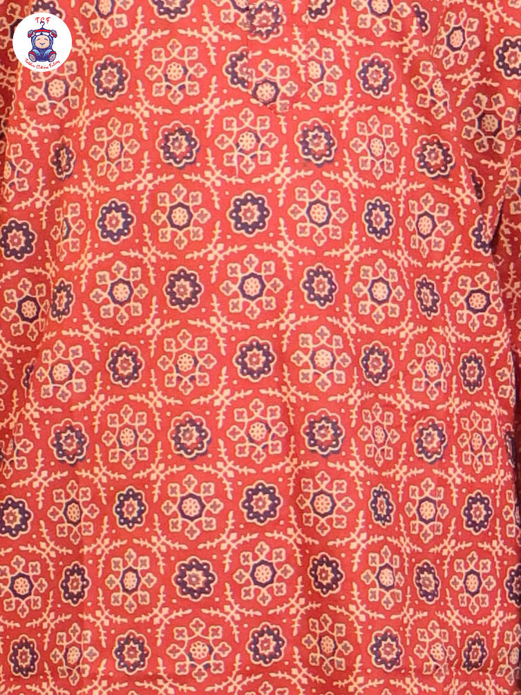 Brown - Boys Printed Long Kurta