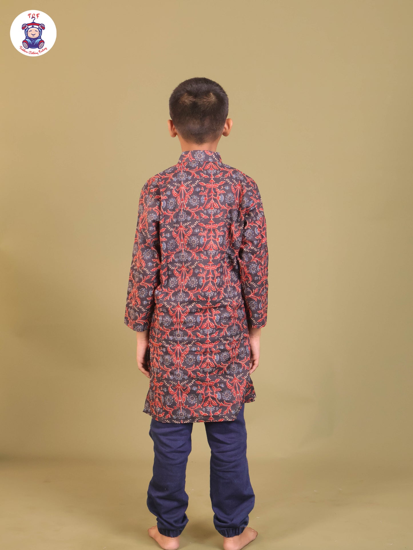 Brown - Boys Printed Long Kurta