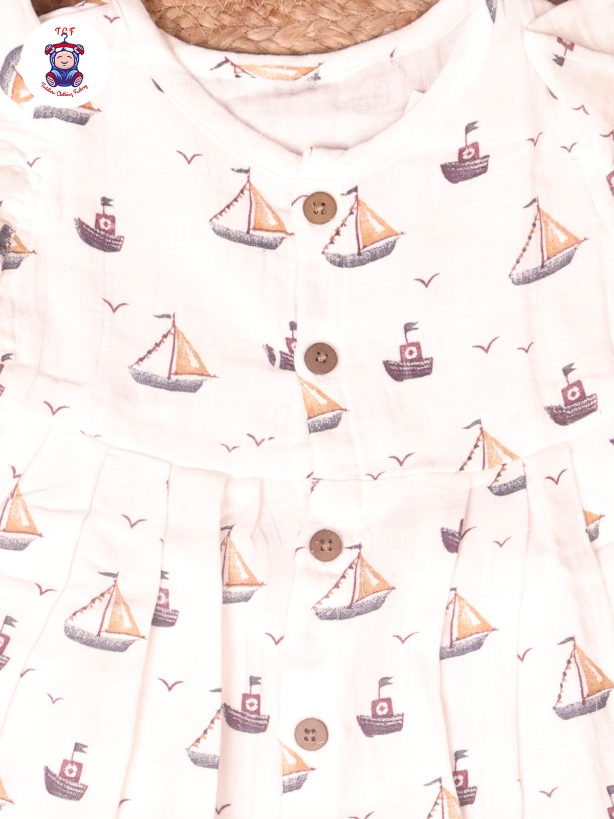 White Boat - Girls Muslin Frocks
