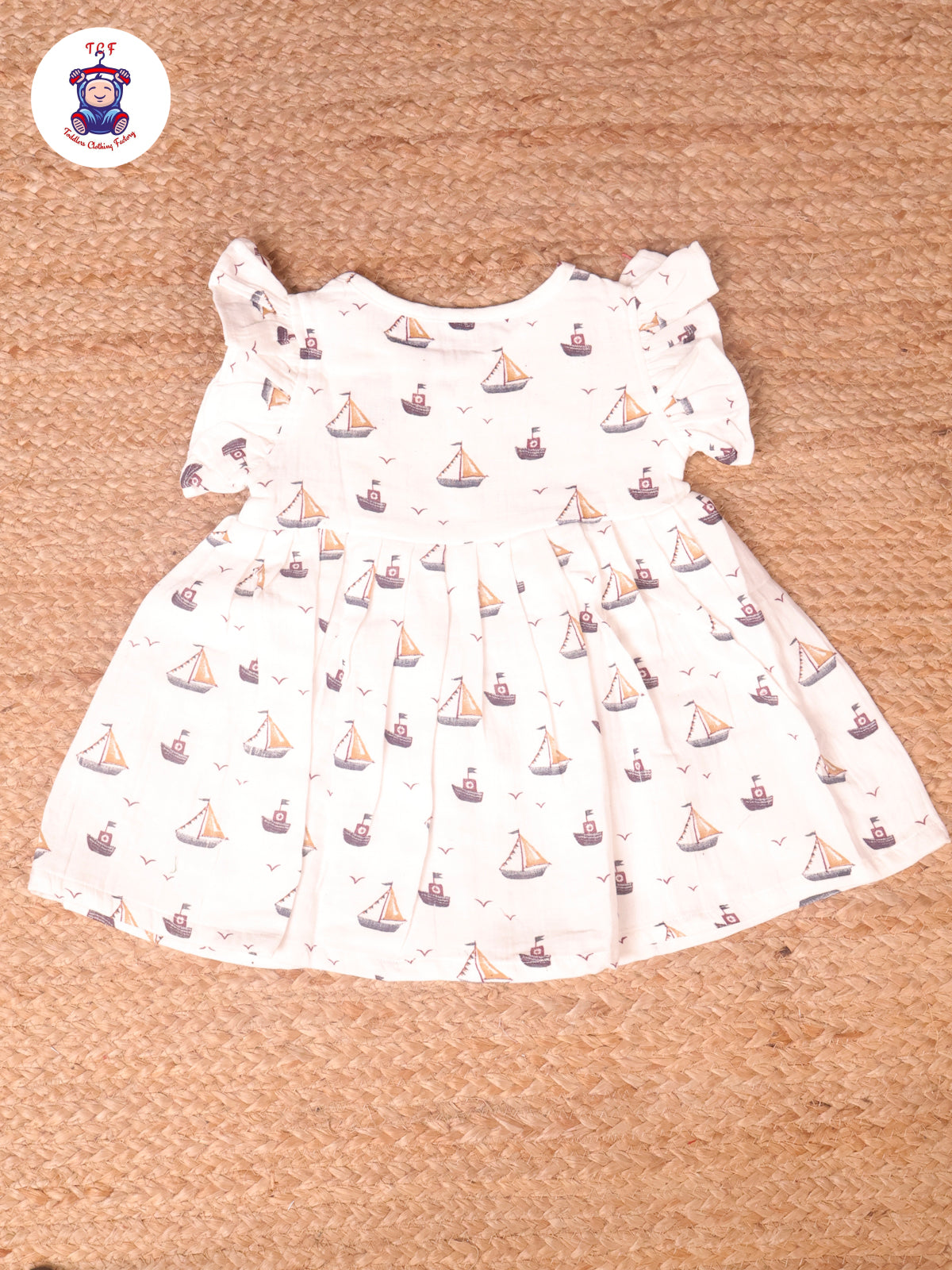 White Boat - Girls Muslin Frocks