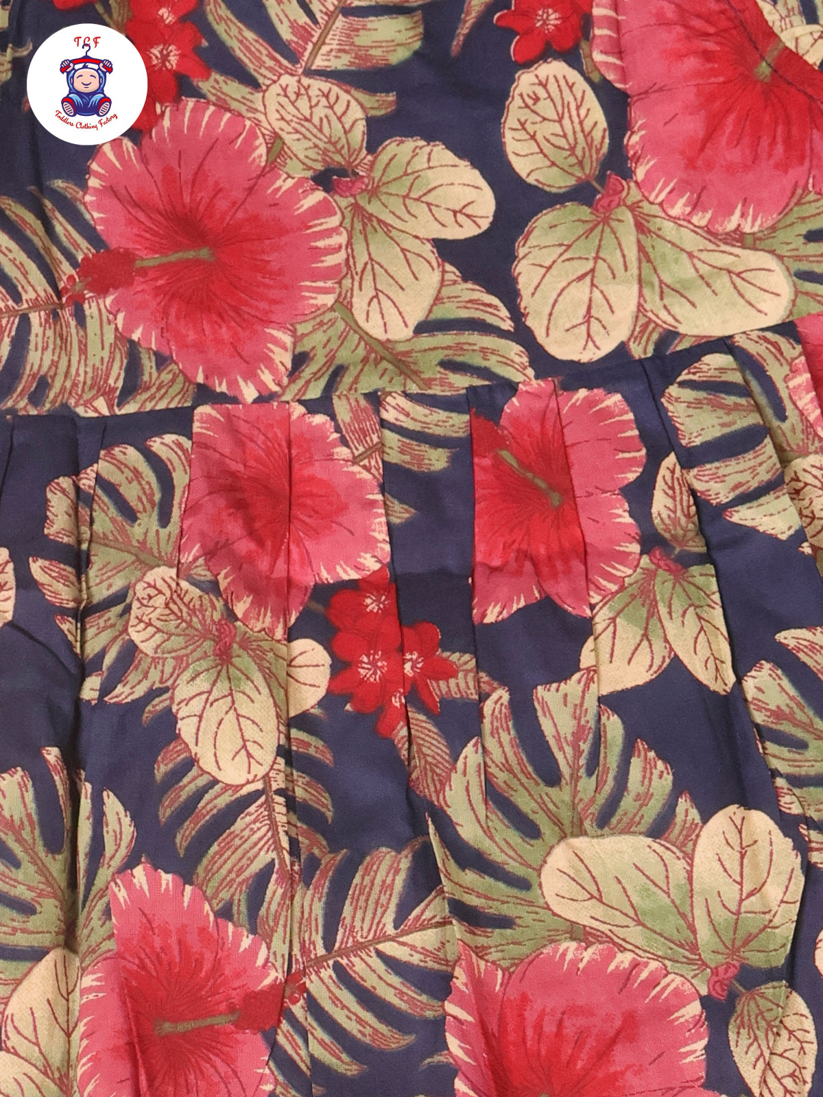 Navy Blue Floral - Girls Jaipur Frocks