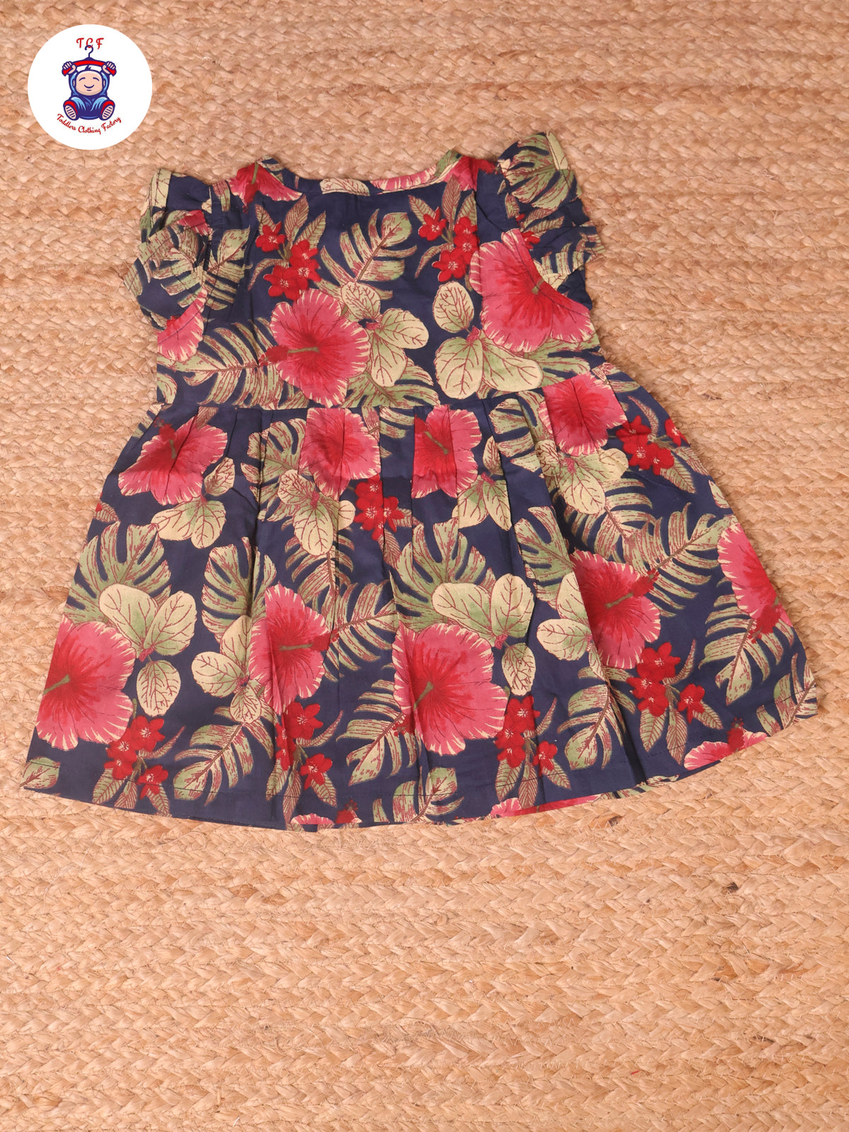 Navy Blue Floral - Girls Jaipur Frocks