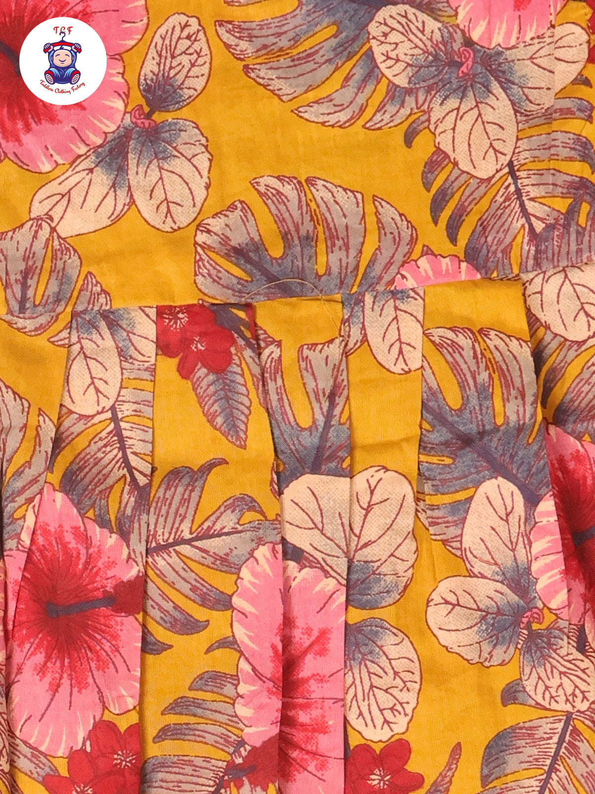 Mustard With Floral - Girls Jaipur Frocks