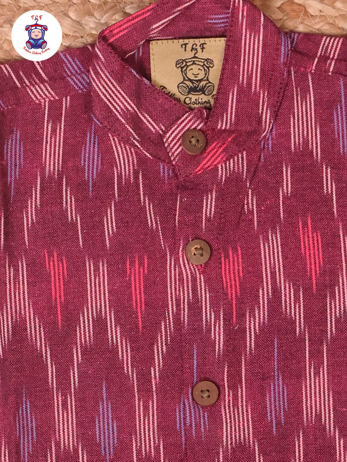 Maroon - Boys Readymade Ikat Shirts