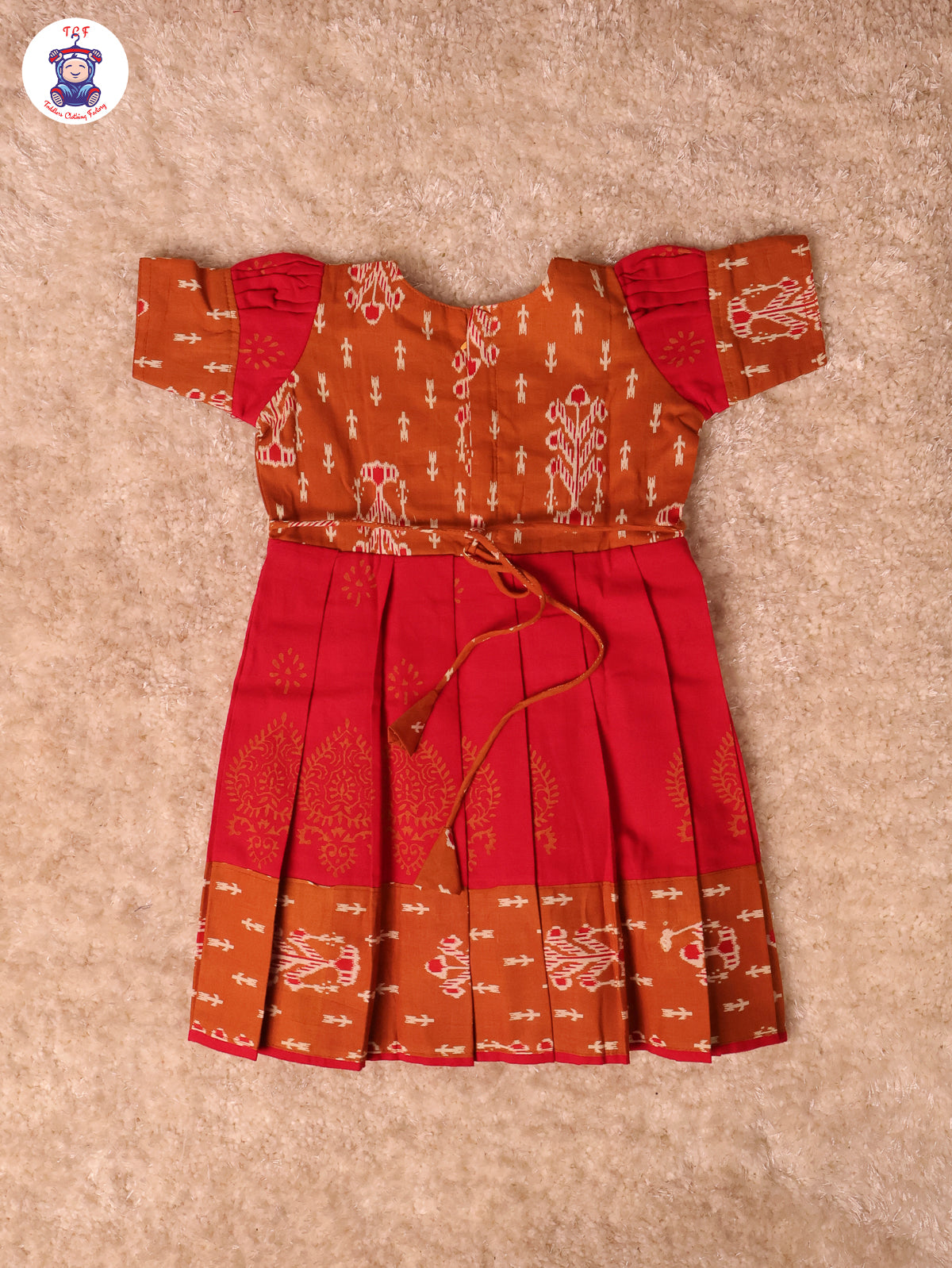 Light Brown & Pink - Girls Readymade Long Frock