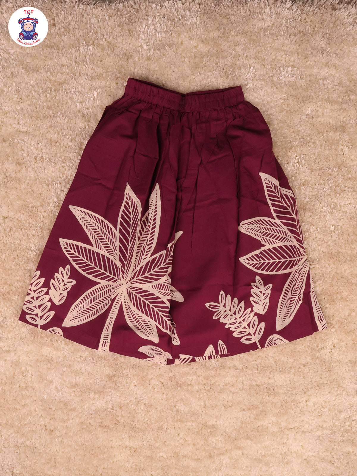 Wine - Crop Top & With Floral Skirt