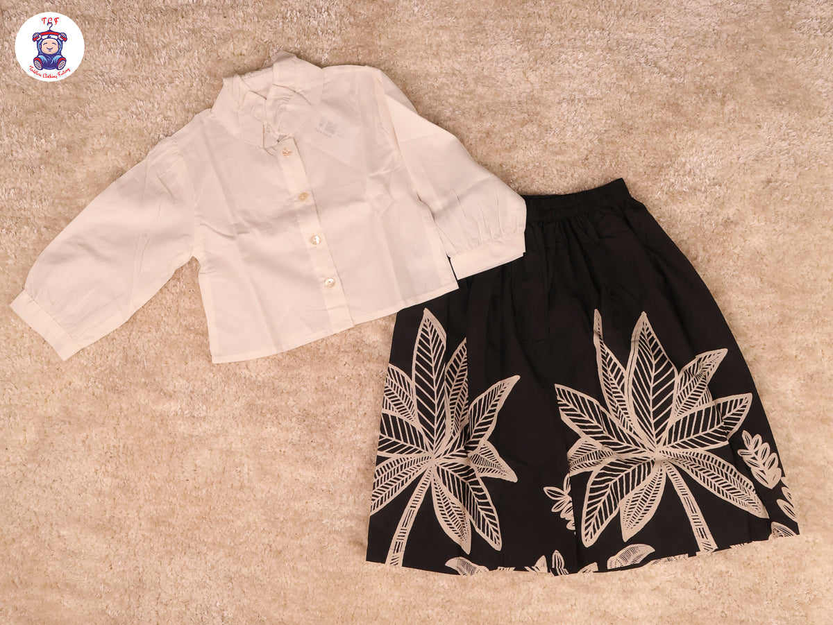 Black - Crop Top & With Floral Skirt