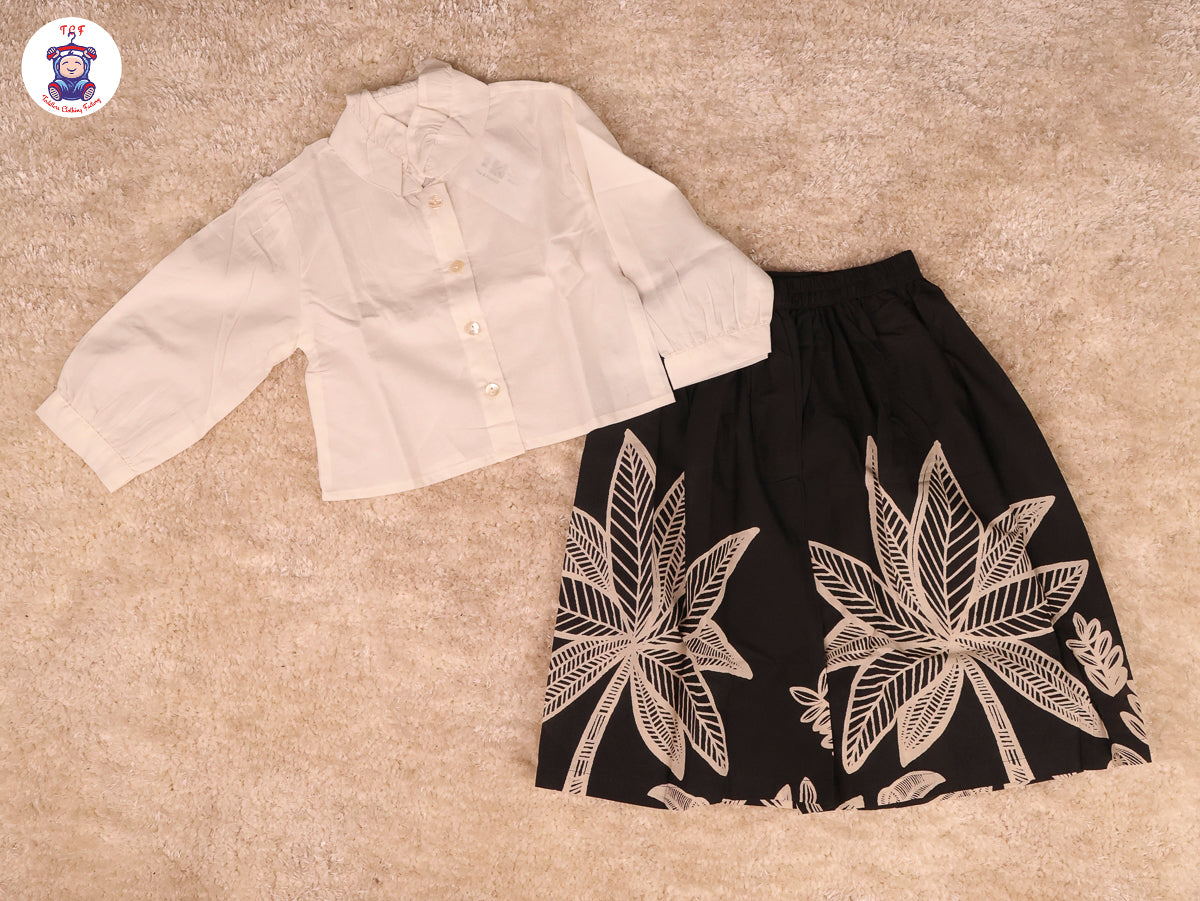Black - Crop Top & With Floral Skirt