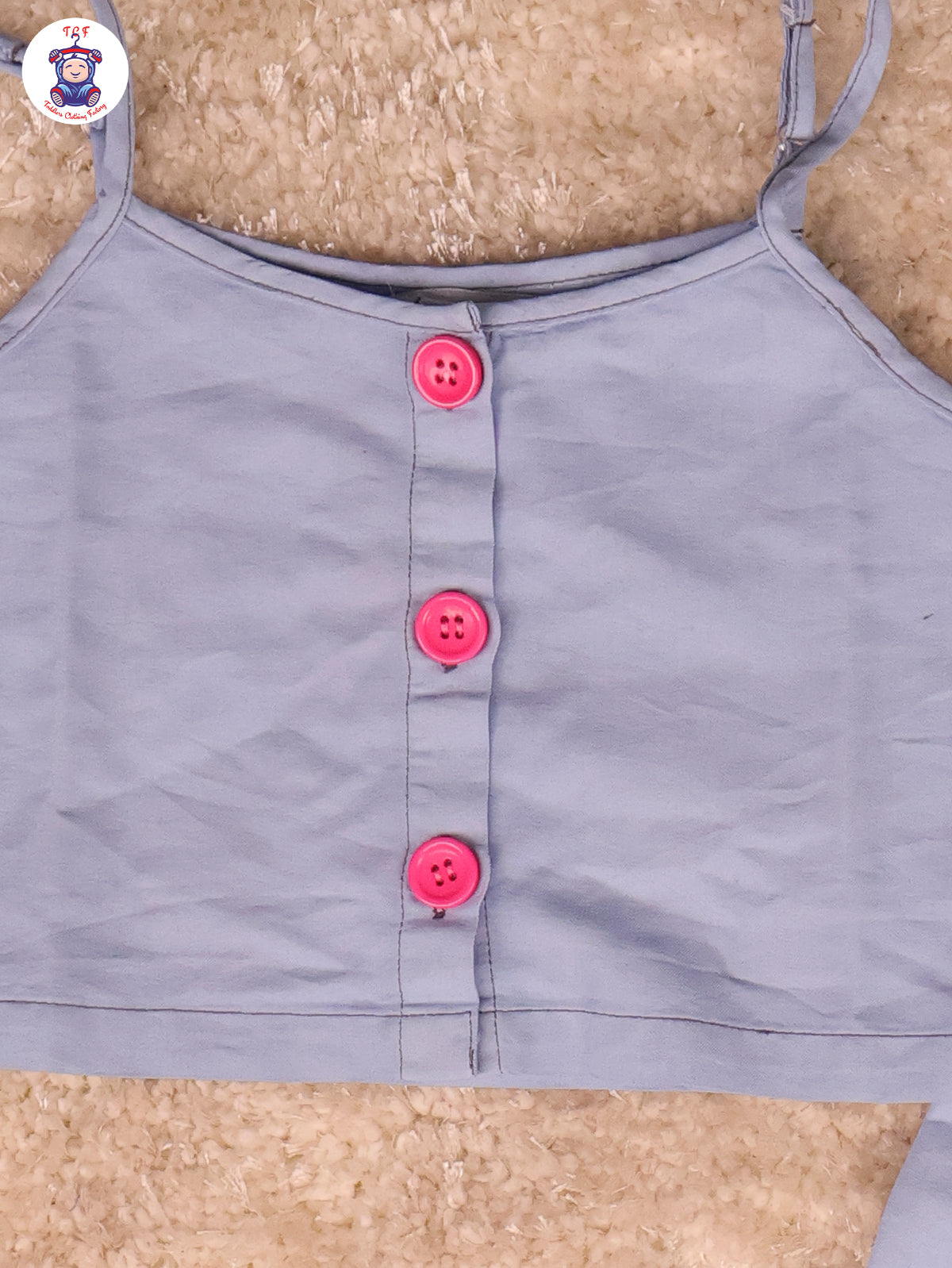 Denim Blue - Girls Top & Skirt With Pink Belt