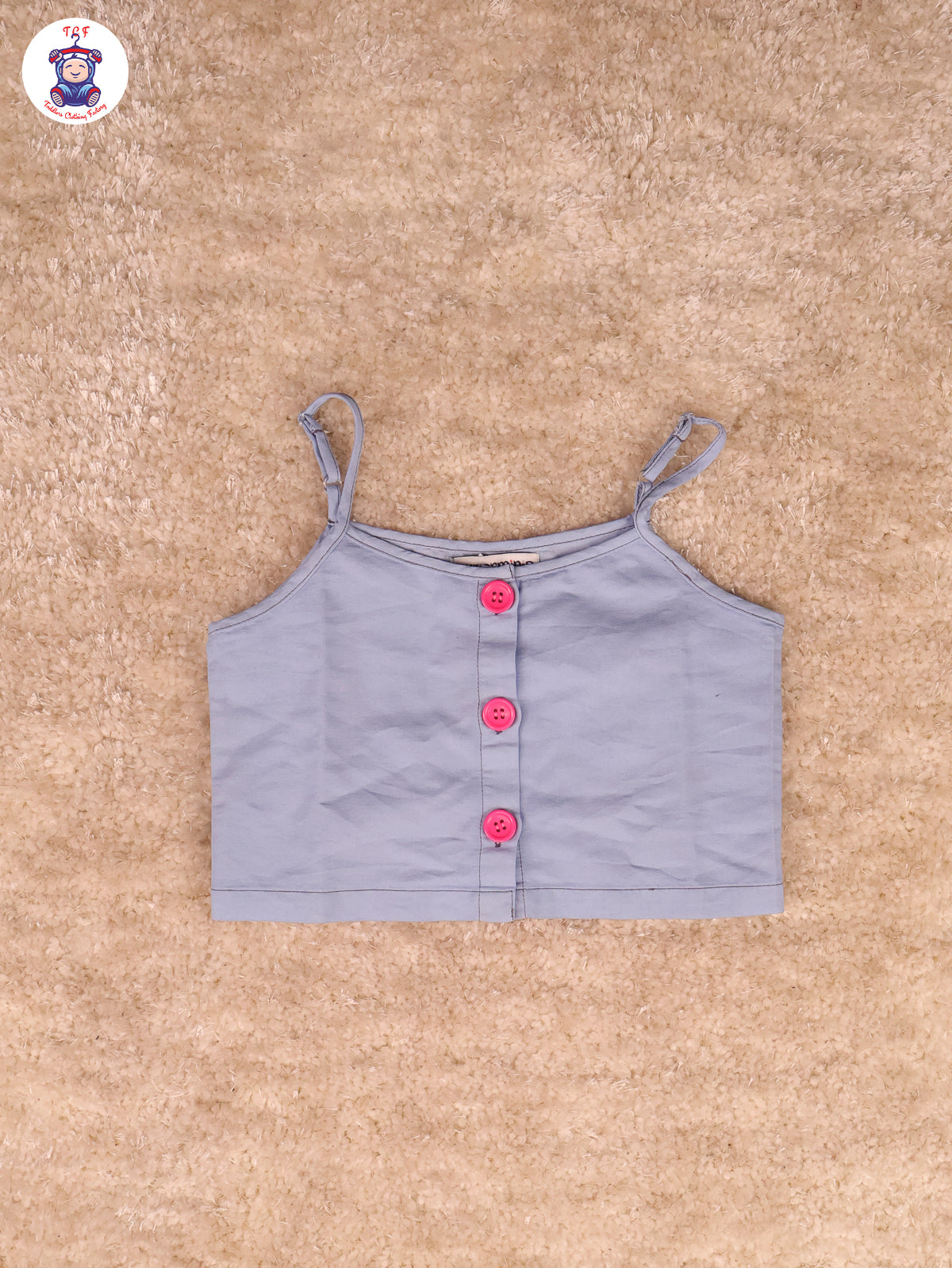 Denim Blue - Girls Top & Skirt With Pink Belt