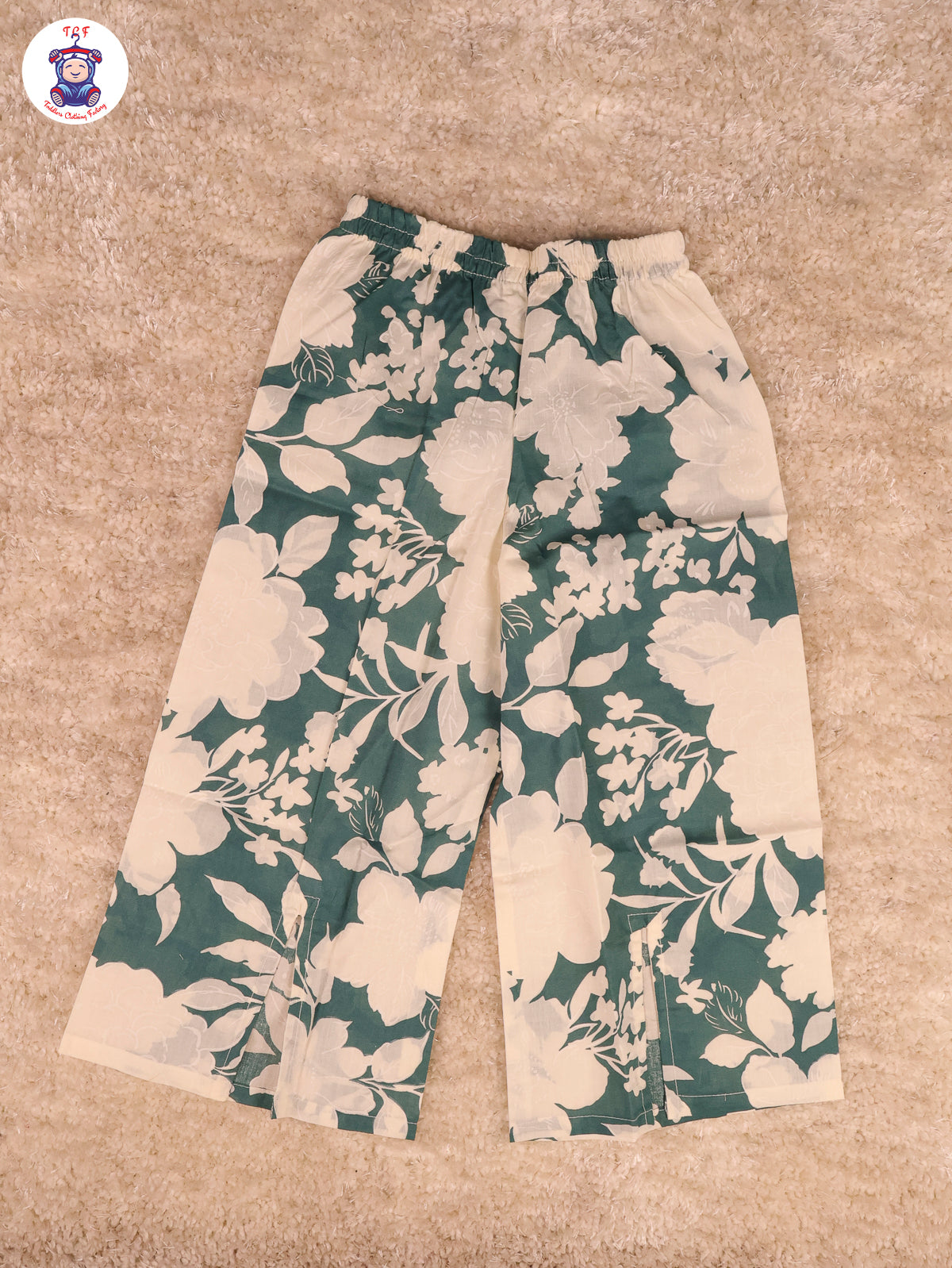 Green - Floral Crop Top & Pant
