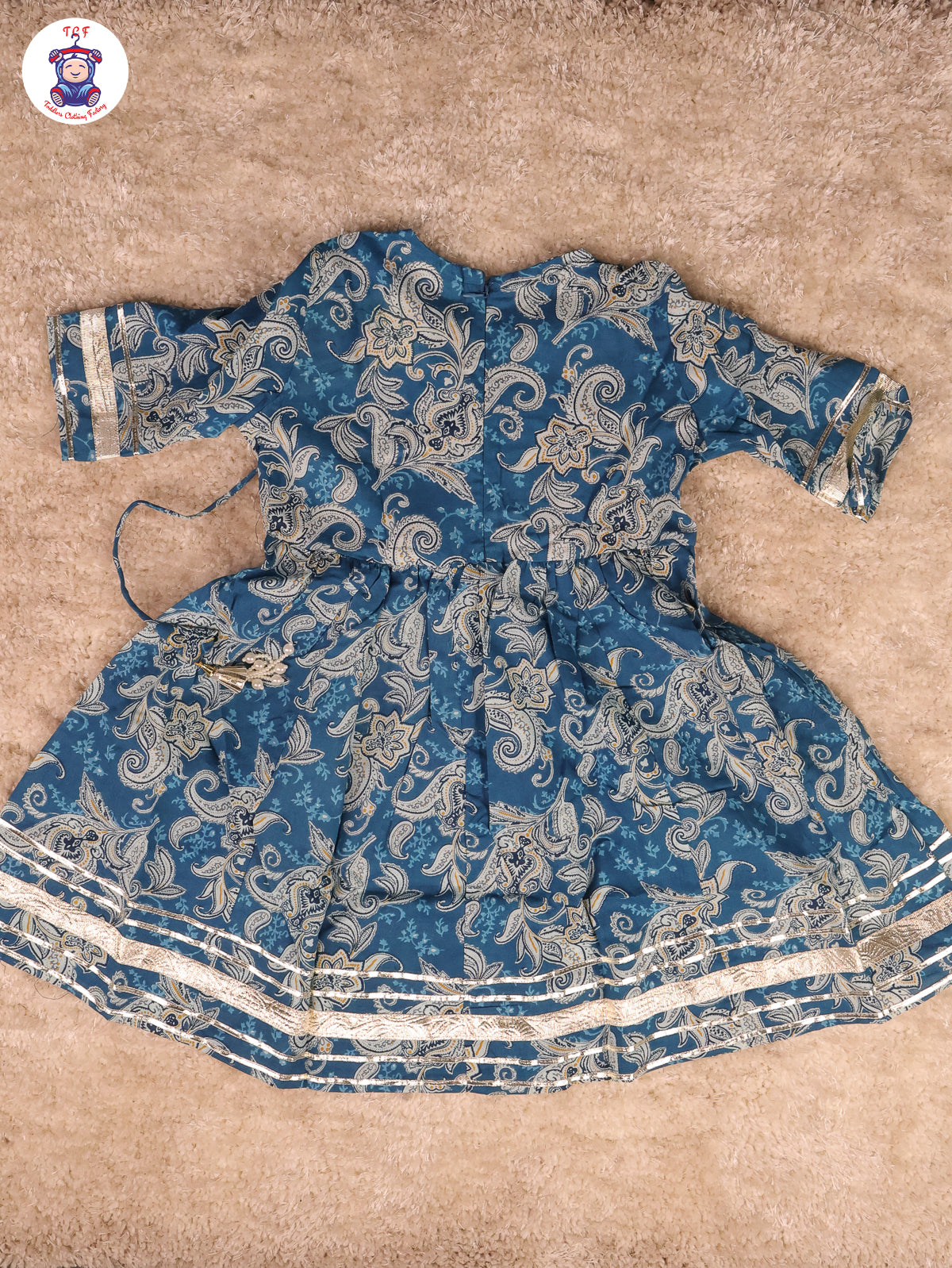 Blue - Printed Anarkali Kurti With Pant