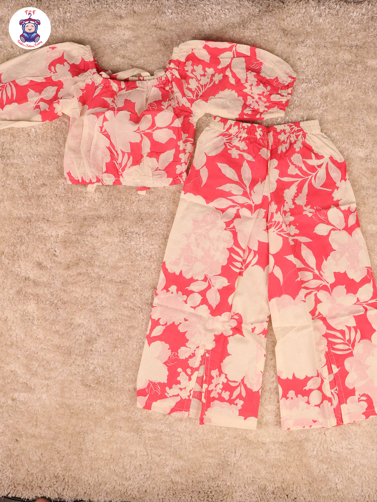 Pink - Floral Crop Top & Pant