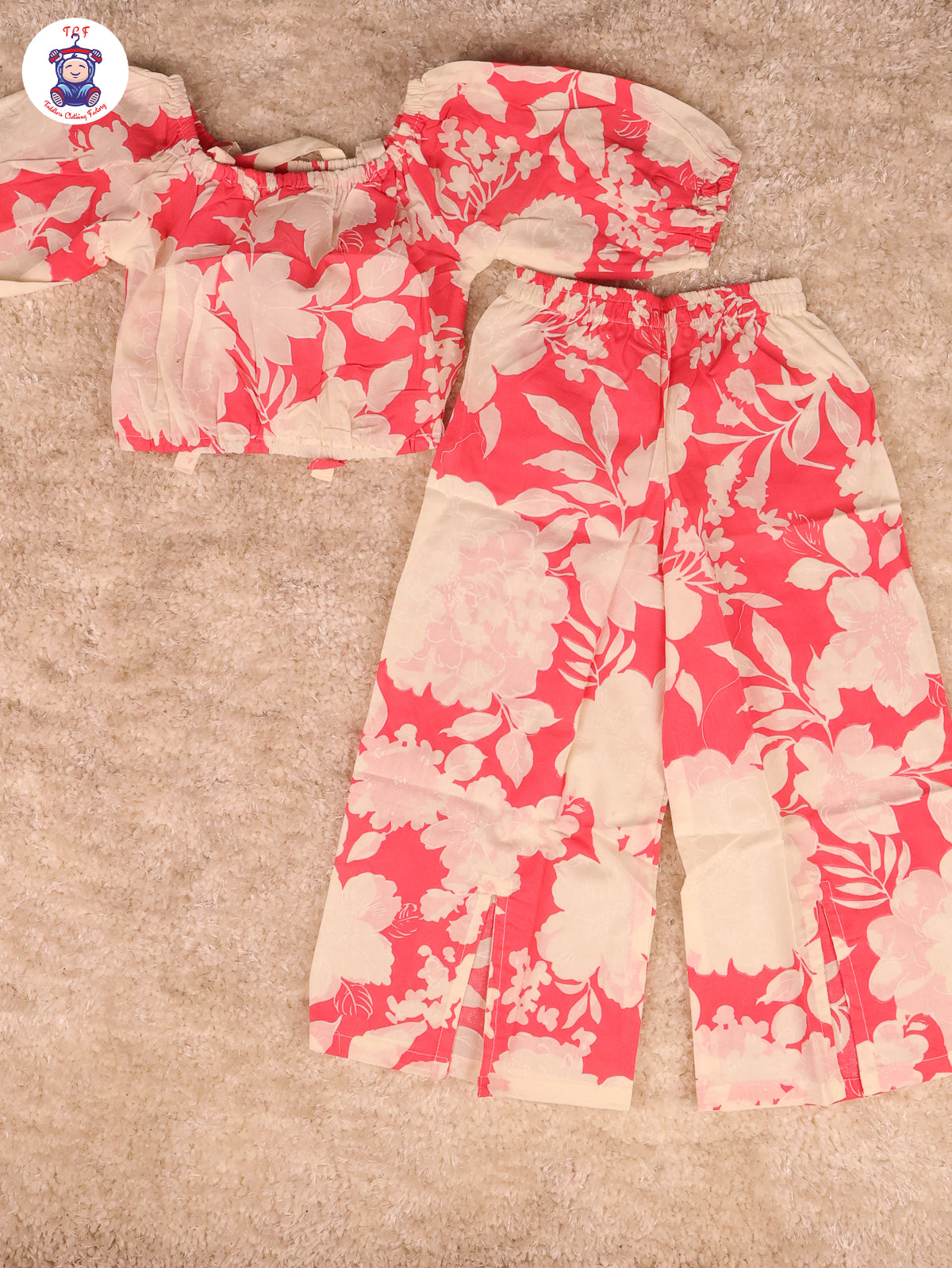 Pink - Floral Crop Top & Pant