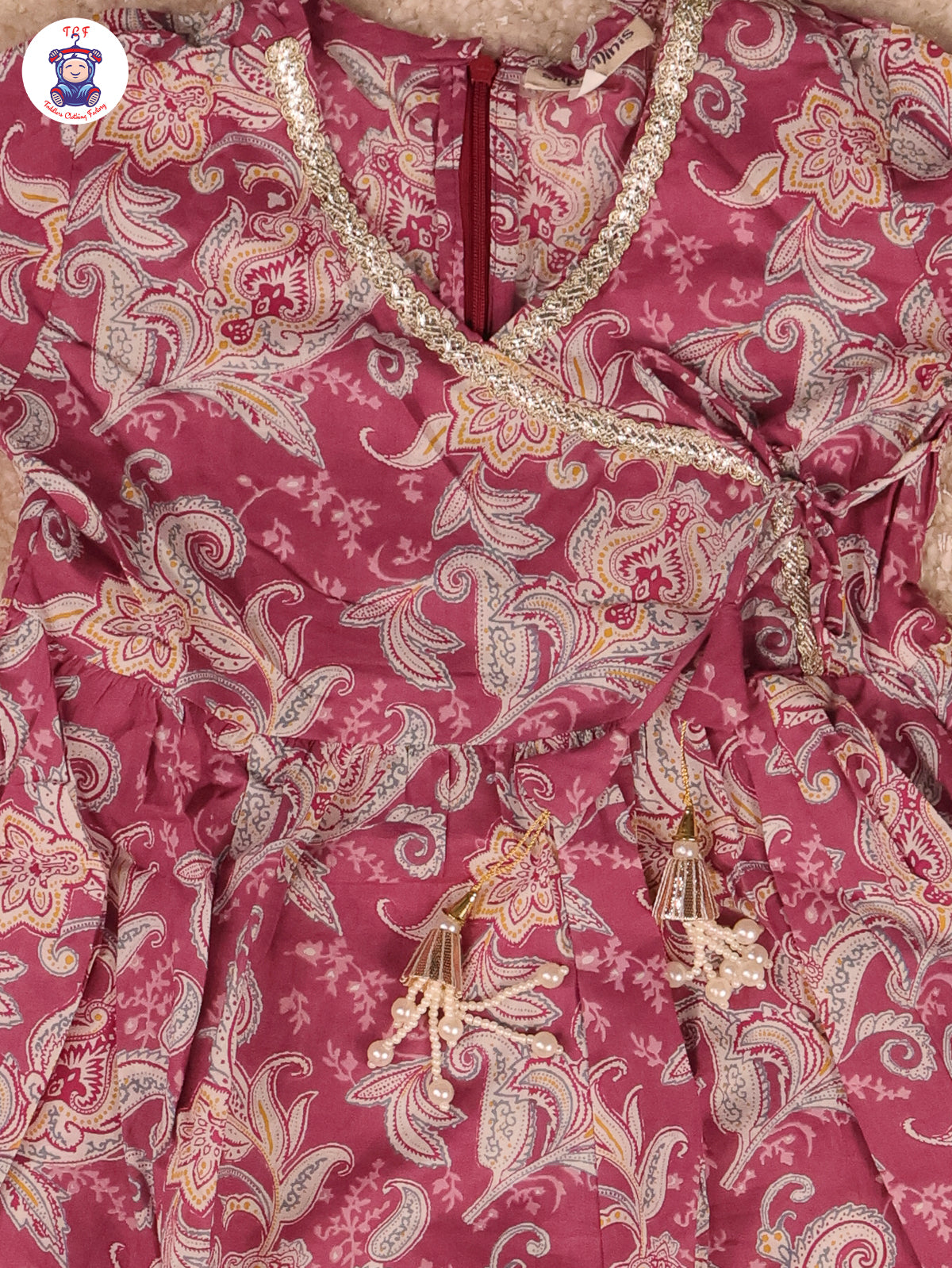 Purple - Printed Anarkali Kurti With Pant