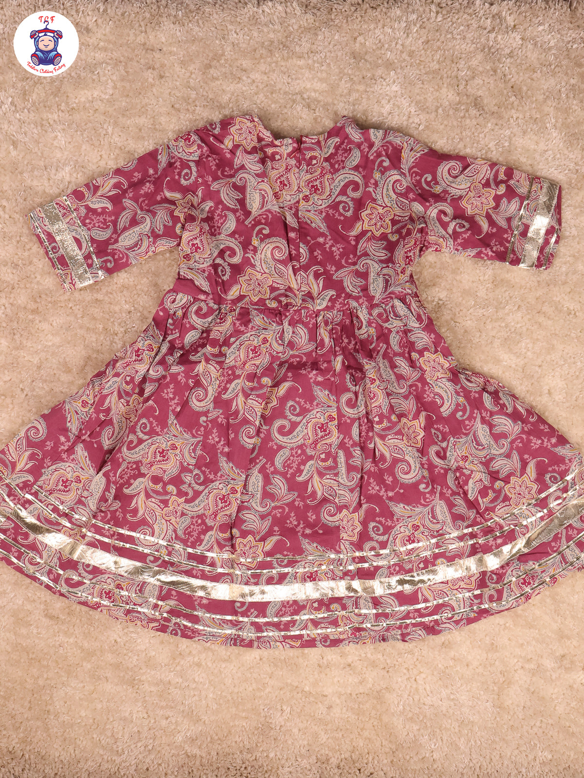 Purple - Printed Anarkali Kurti With Pant