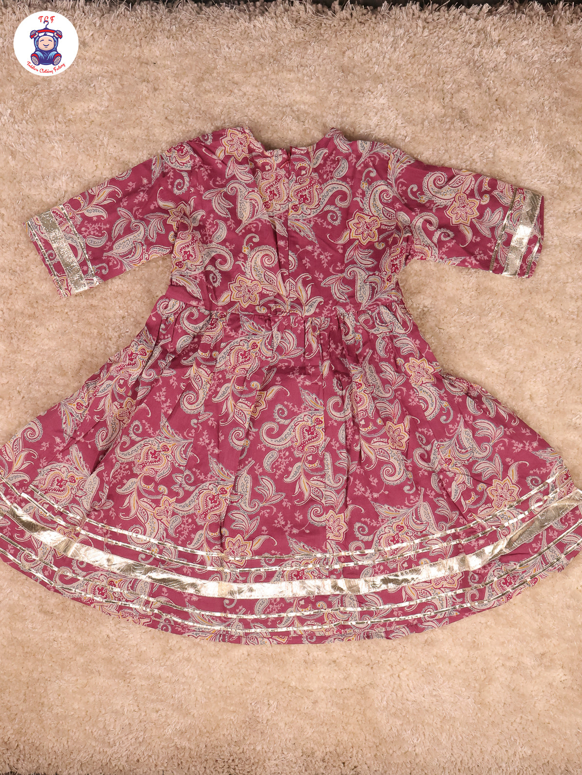 Purple - Printed Anarkali Kurti With Pant